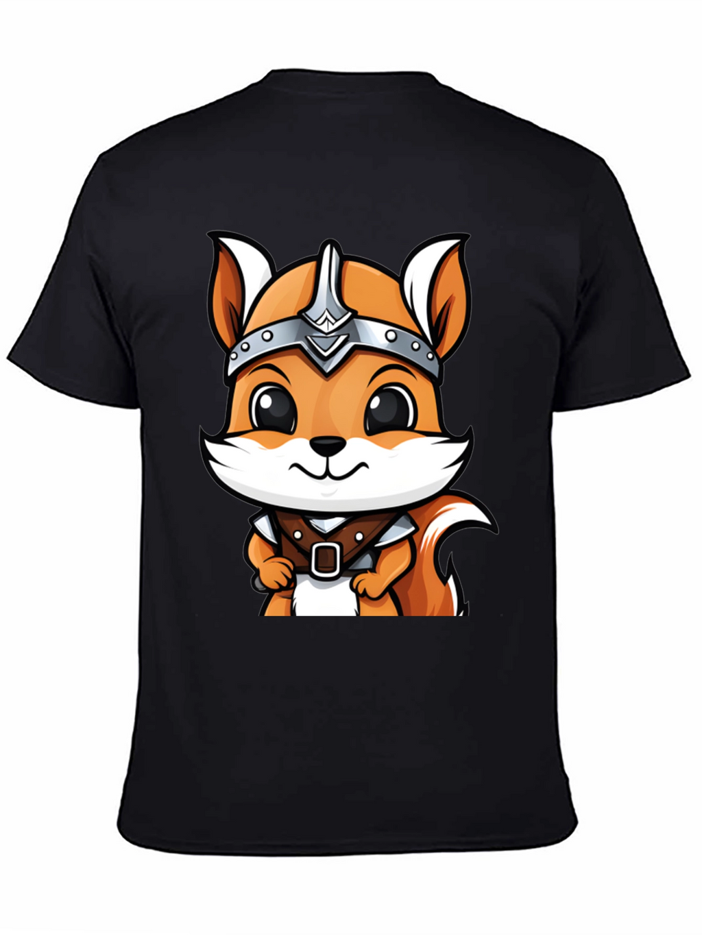 Viking Squirrel Cartoon Black T-Shirt