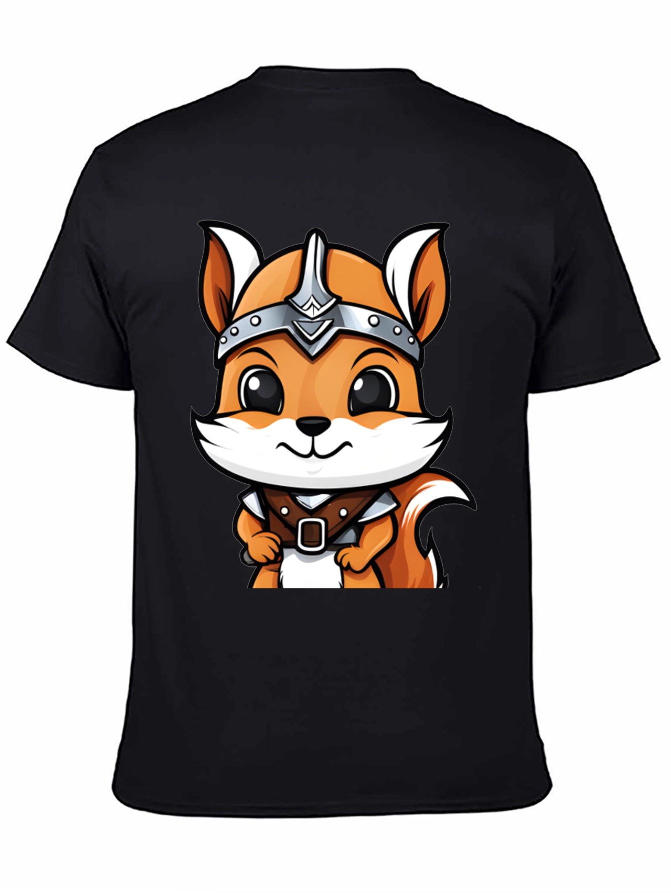 Viking Squirrel Cartoon Black T-Shirt