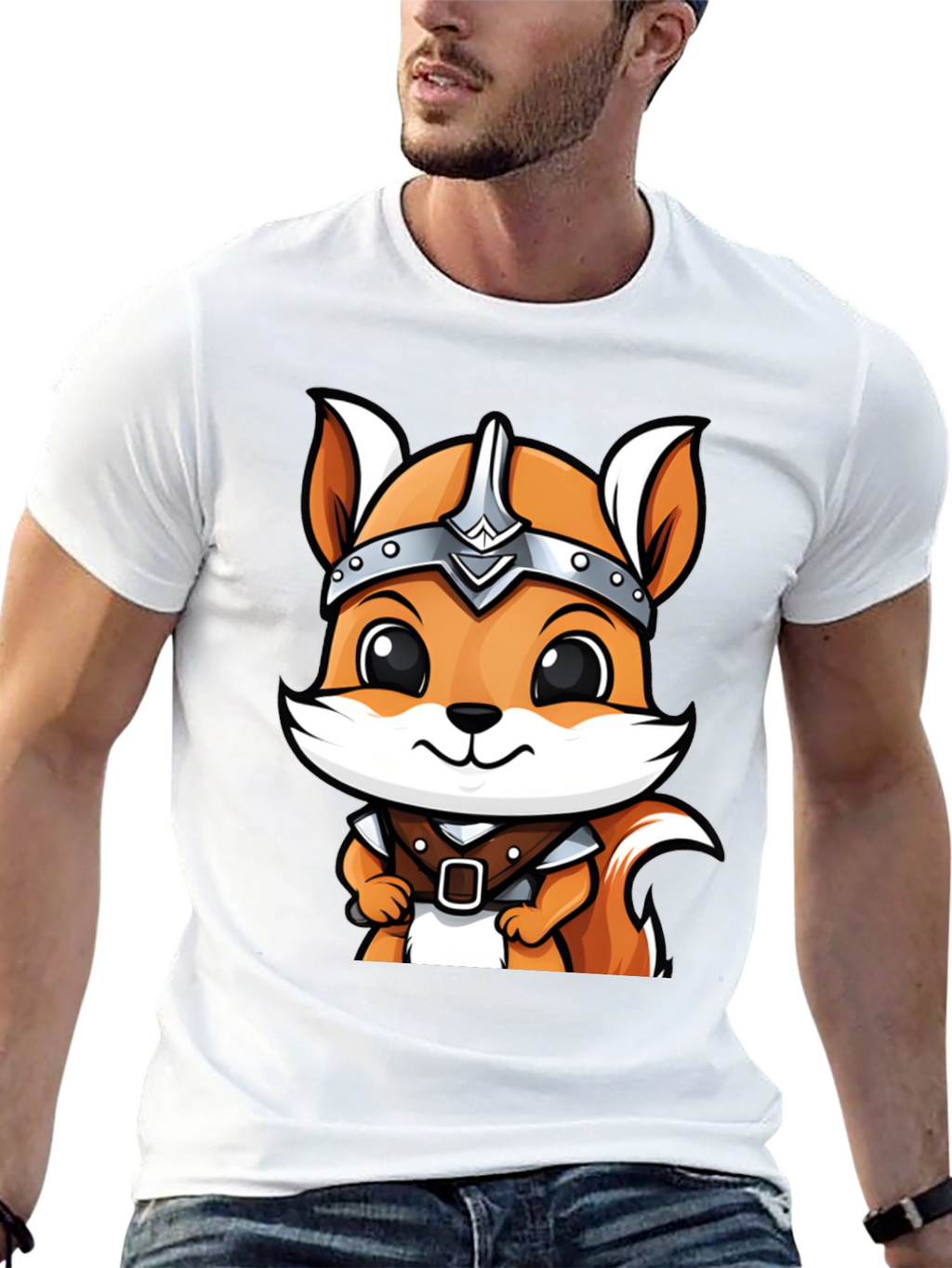 Viking Squirrel Cartoon Black T-Shirt