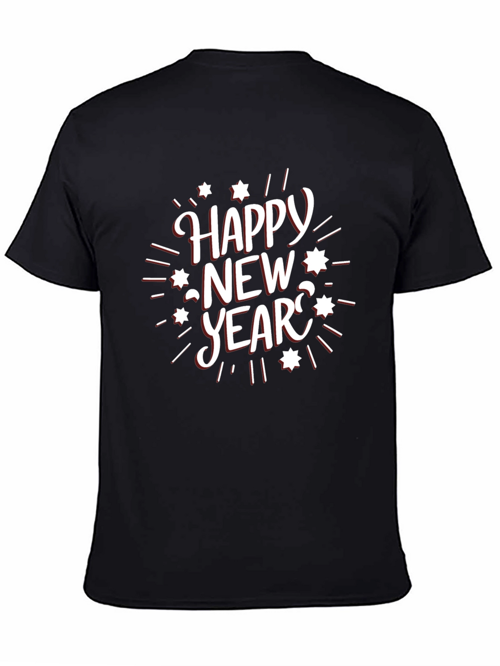 Happy New Year Graphic Black T-Shirt
