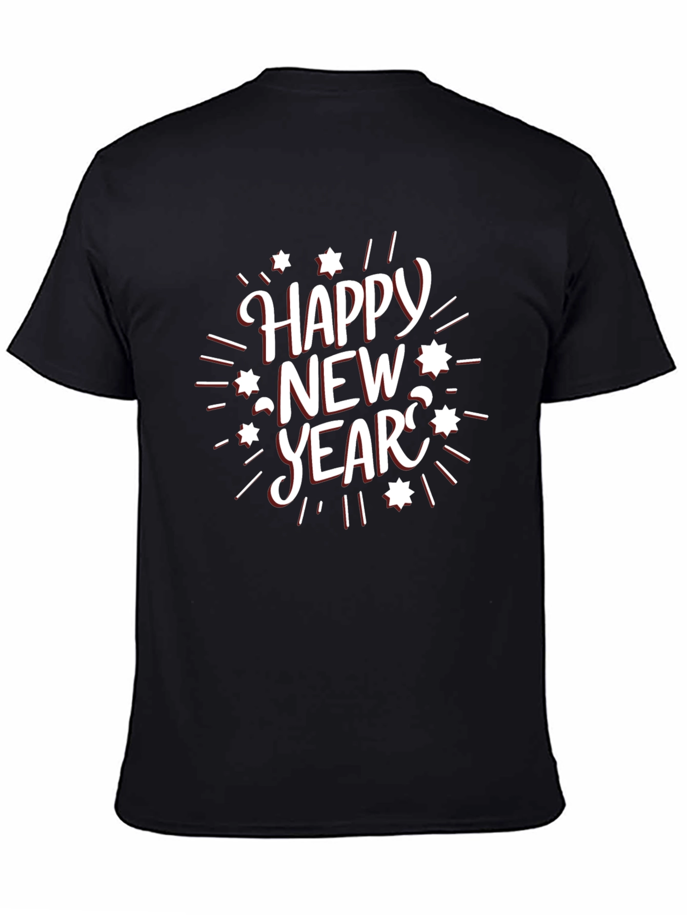 Happy New Year Graphic Black T-Shirt