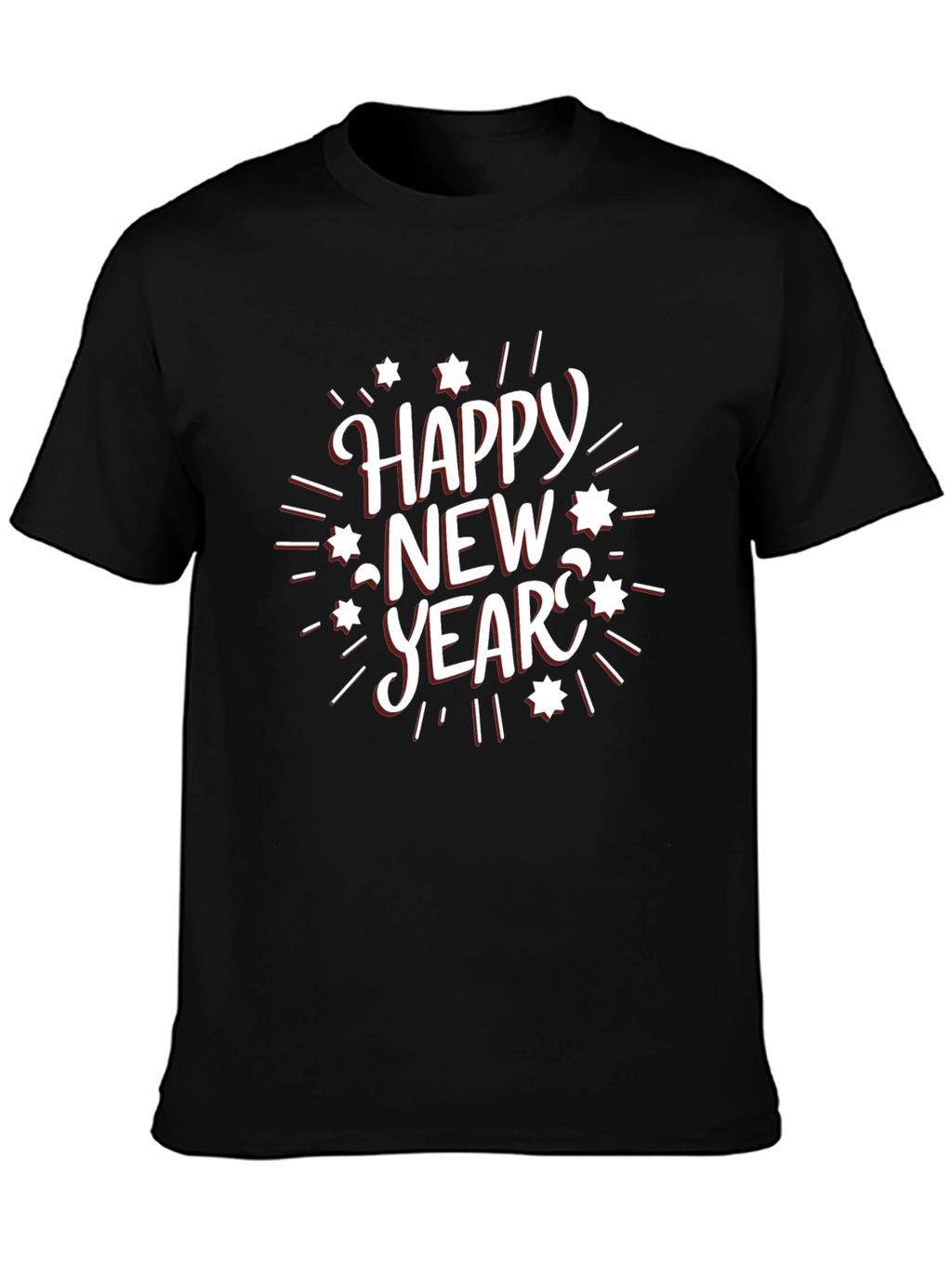Happy New Year Graphic Black T-Shirt