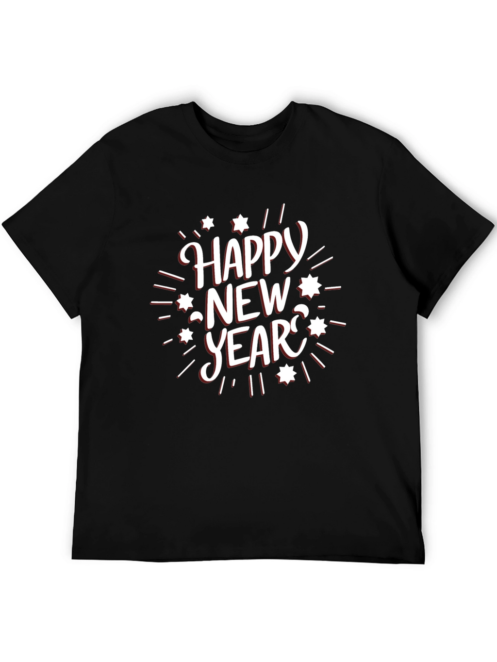 Happy New Year Graphic Black T-Shirt