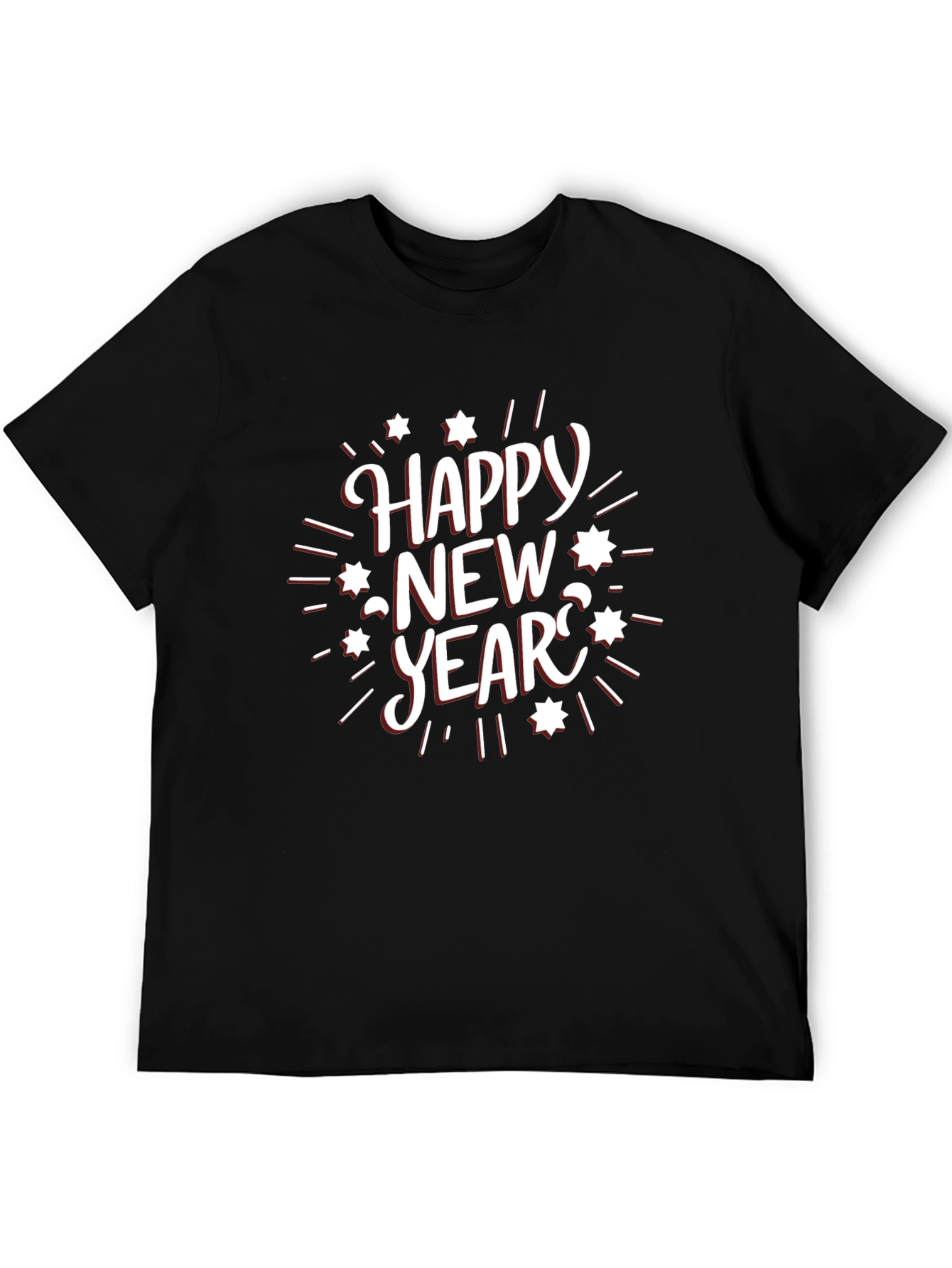 Happy New Year Graphic Black T-Shirt