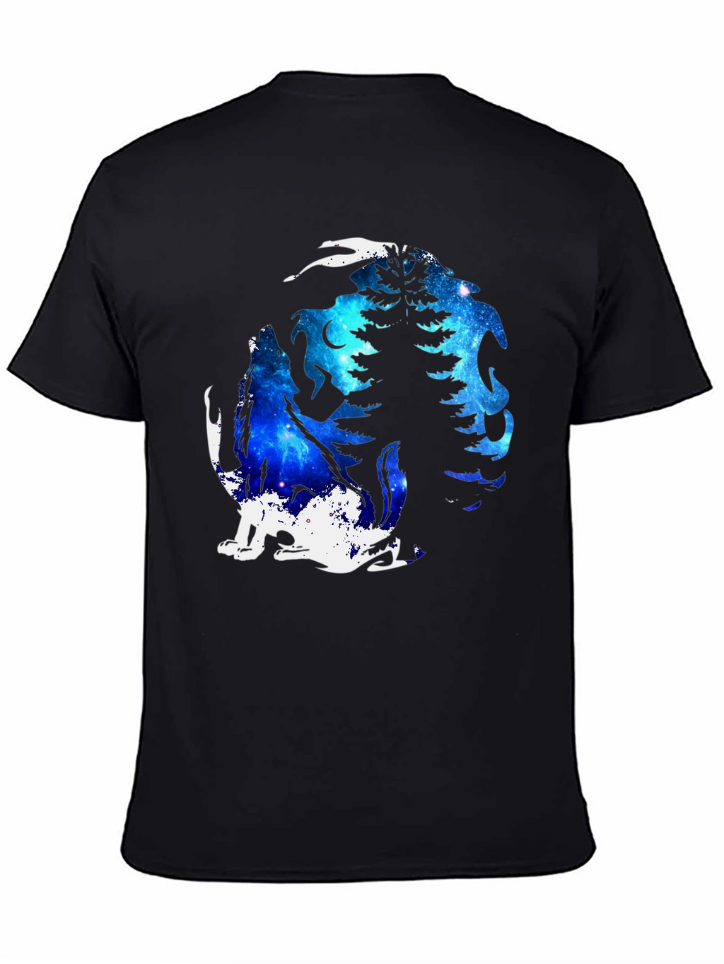 Galaxy Wolf Moon T-Shirt - Black Graphic Tee
