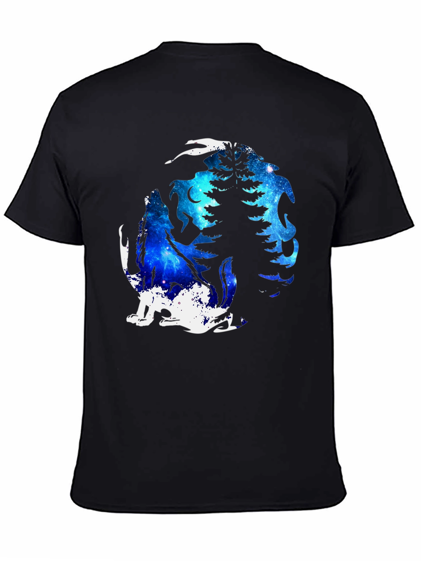 Galaxy Wolf Moon T-Shirt - Black Graphic Tee