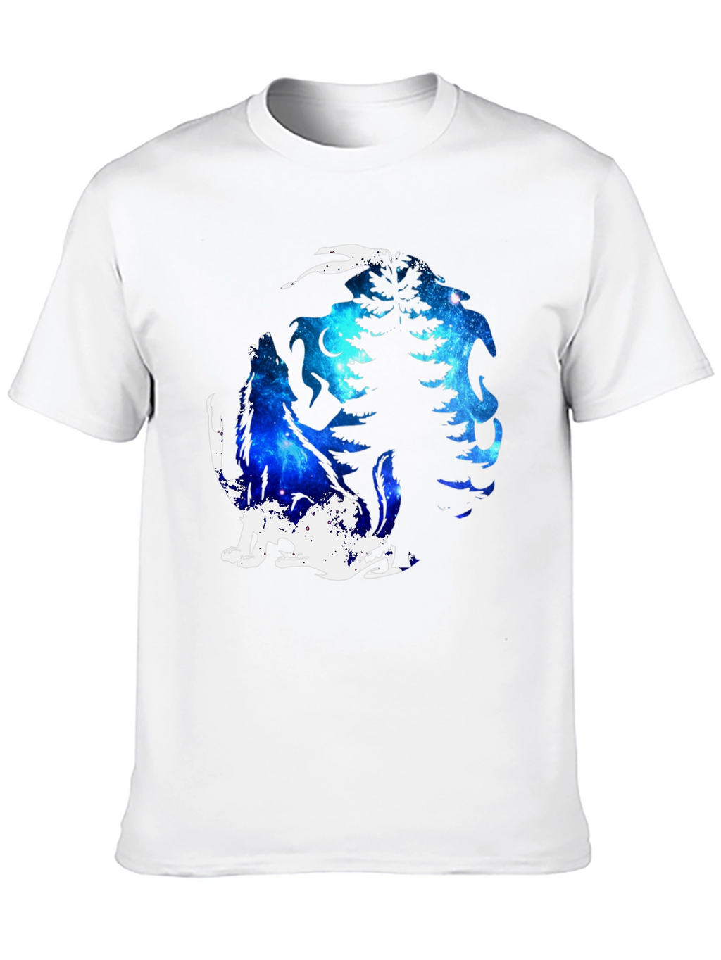 Galaxy Wolf Moon T-Shirt - Black Graphic Tee