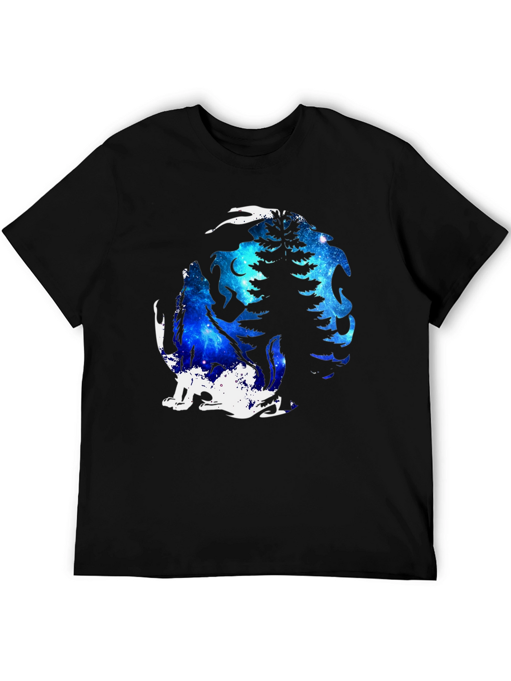 Galaxy Wolf Moon T-Shirt - Black Graphic Tee
