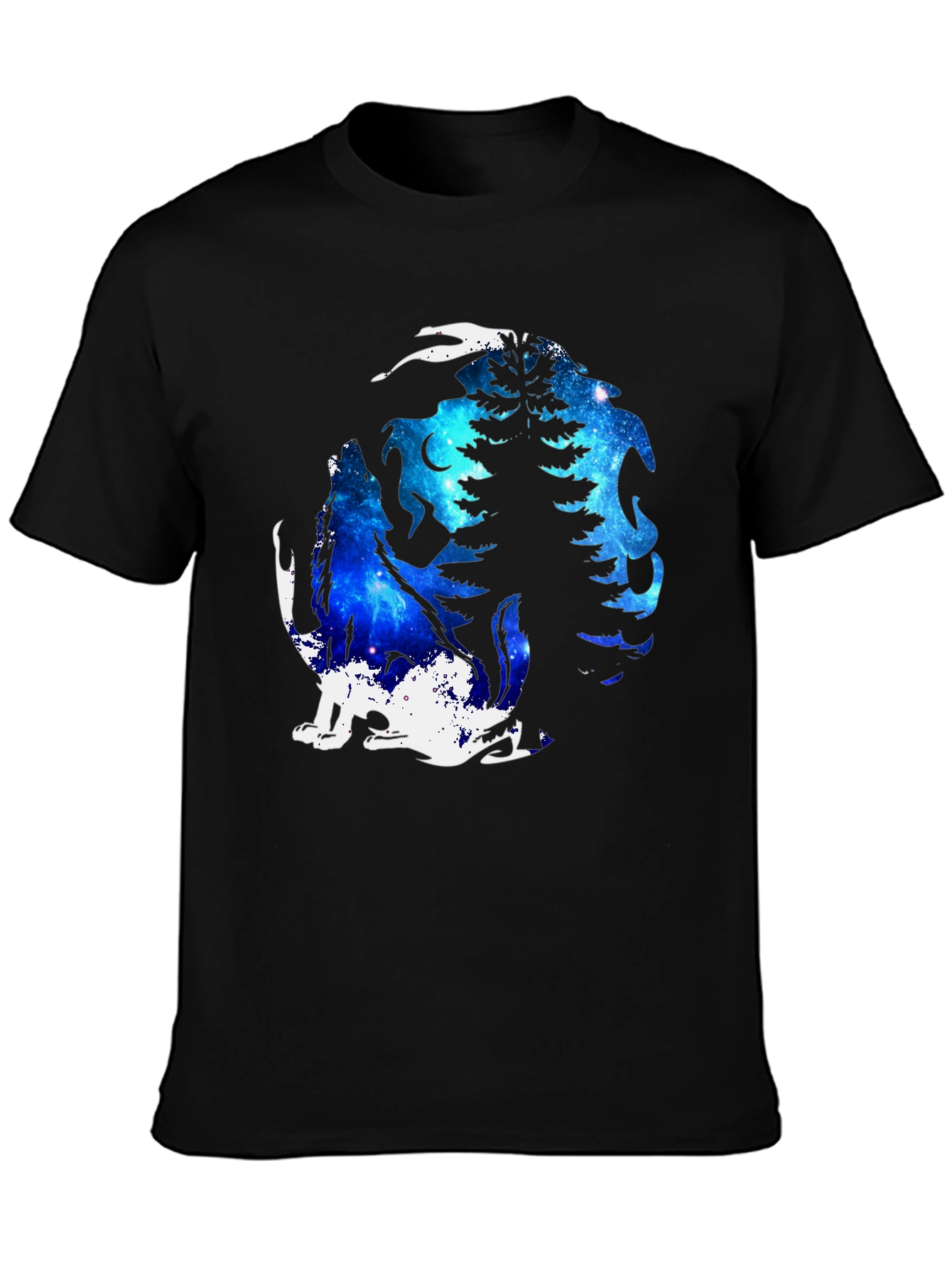 Galaxy Wolf Moon T-Shirt - Black Graphic Tee