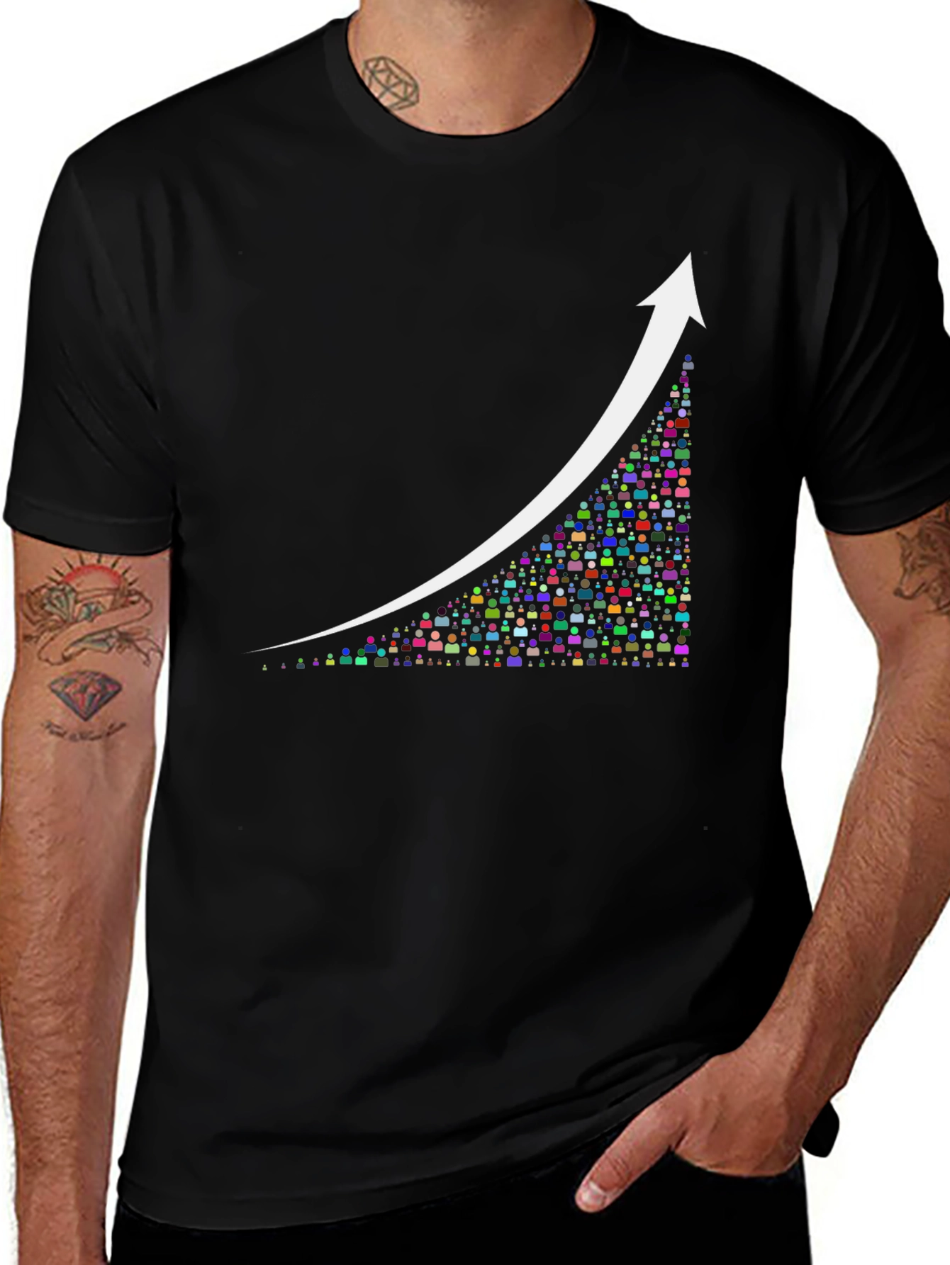 Growth Arrow Tee - Crowd Source Design - Black Cotton Shirt