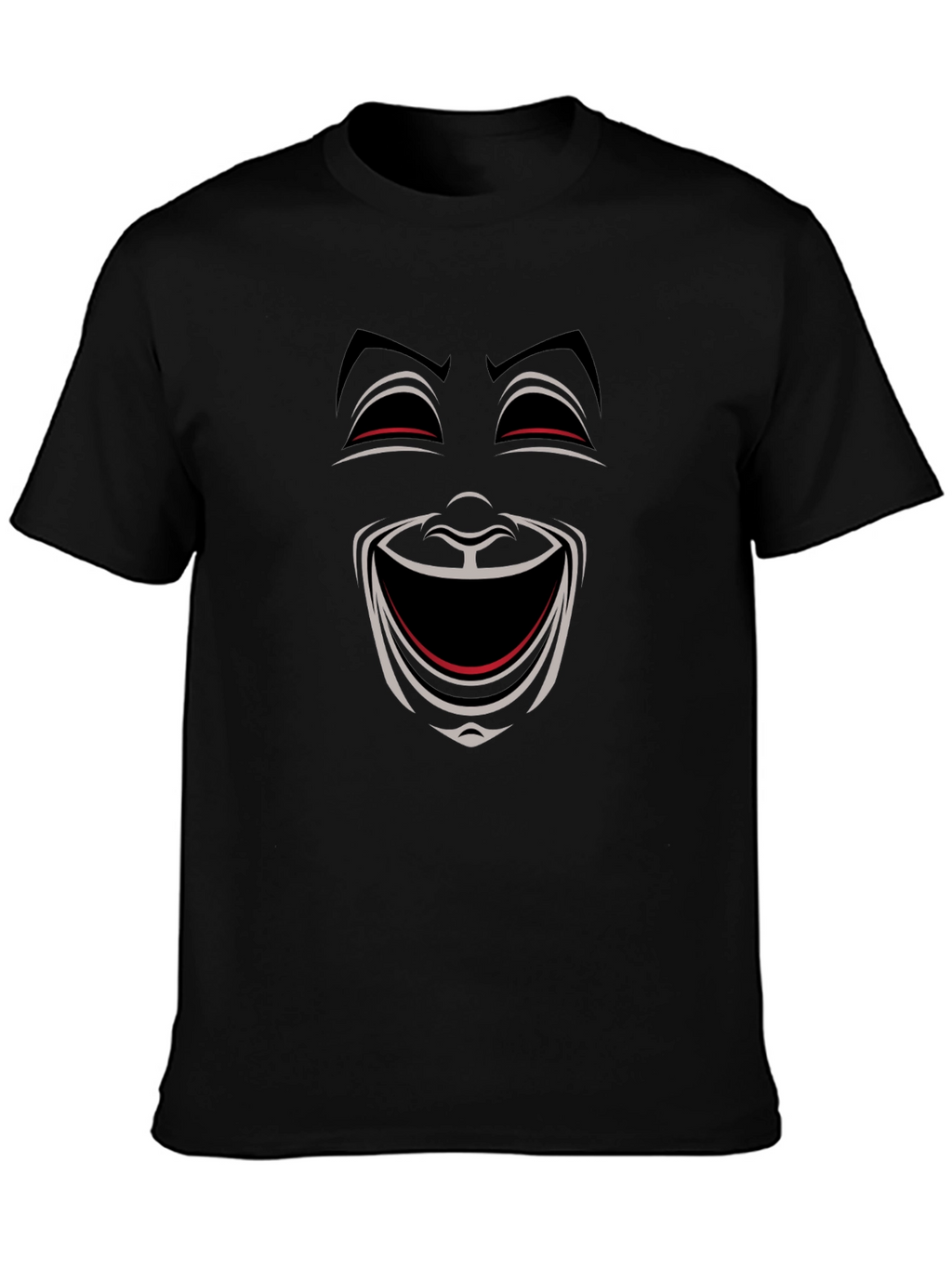 Comedy Mask Graphic Tee - Black Crew Neck T-Shirt