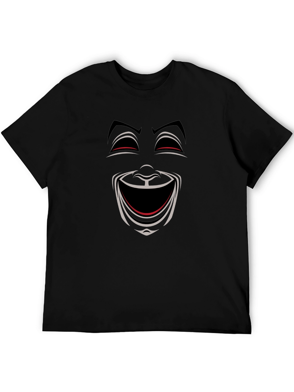Comedy Mask Graphic Tee - Black Crew Neck T-Shirt