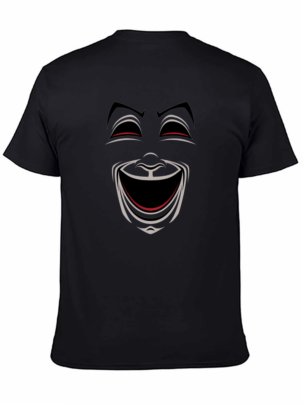 Comedy Mask Graphic Tee - Black Crew Neck T-Shirt