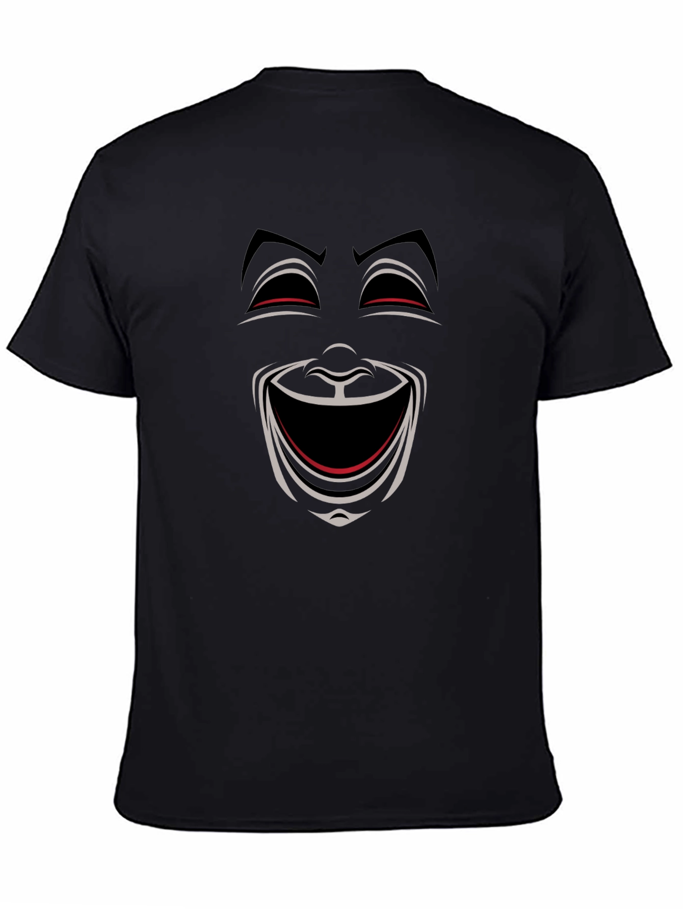 Comedy Mask Graphic Tee - Black Crew Neck T-Shirt