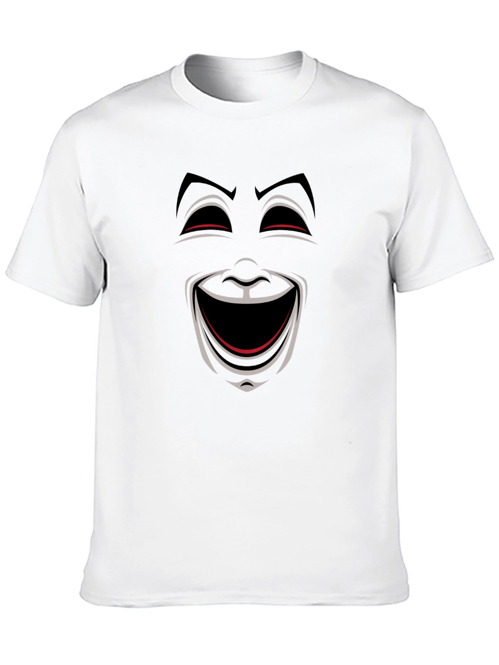 Comedy Mask Graphic Tee - Black Crew Neck T-Shirt
