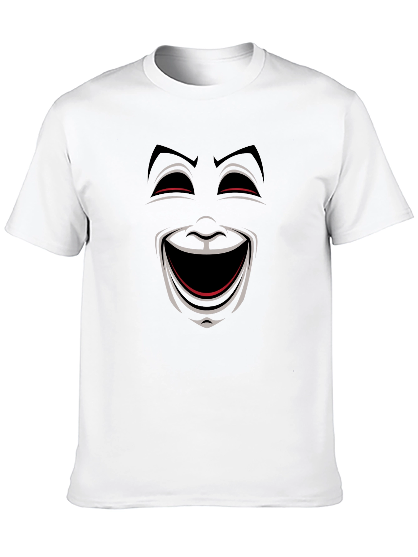 Comedy Mask Graphic Tee - Black Crew Neck T-Shirt
