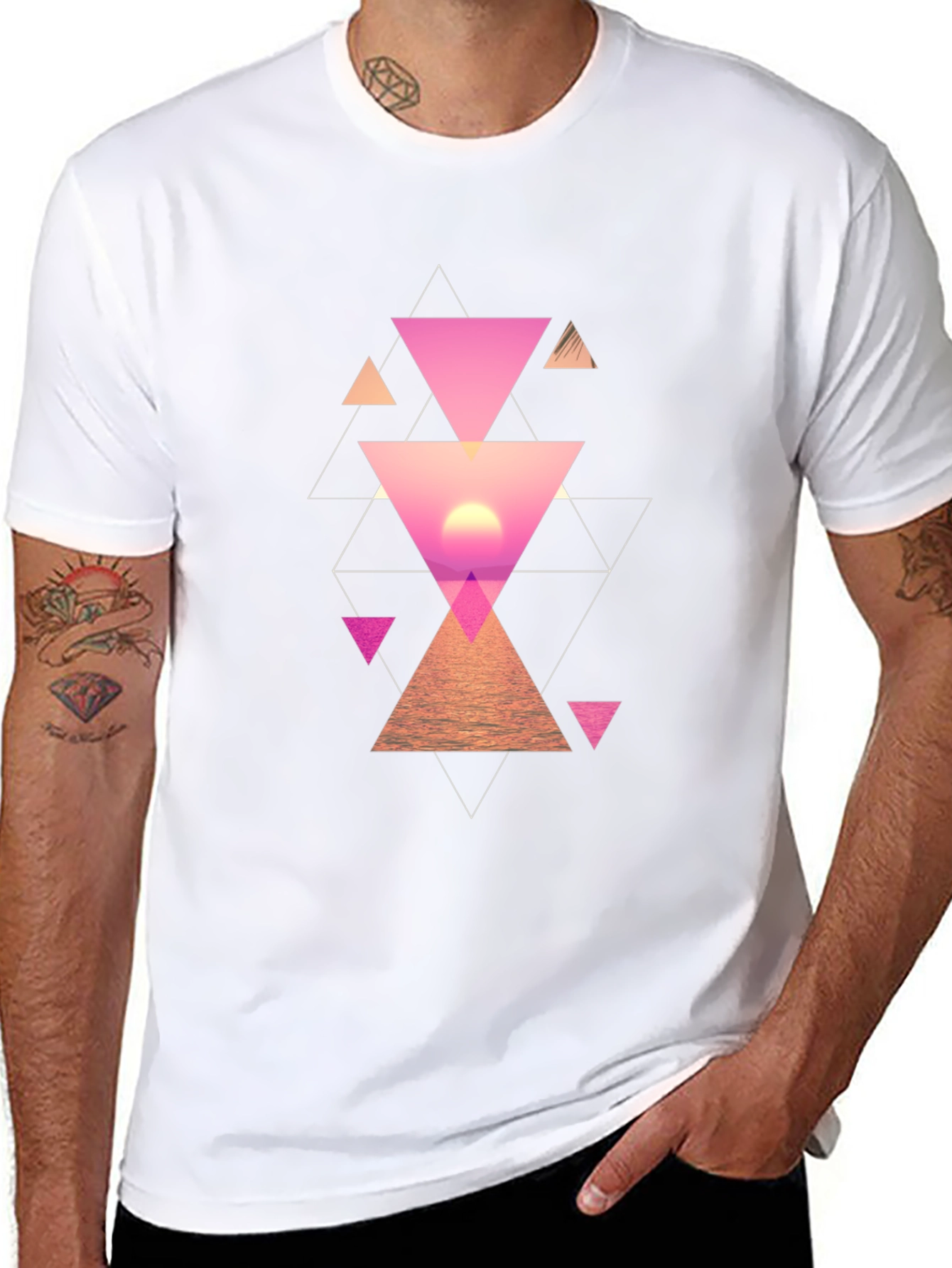 Geometric Sunset Mens Graphic Tee