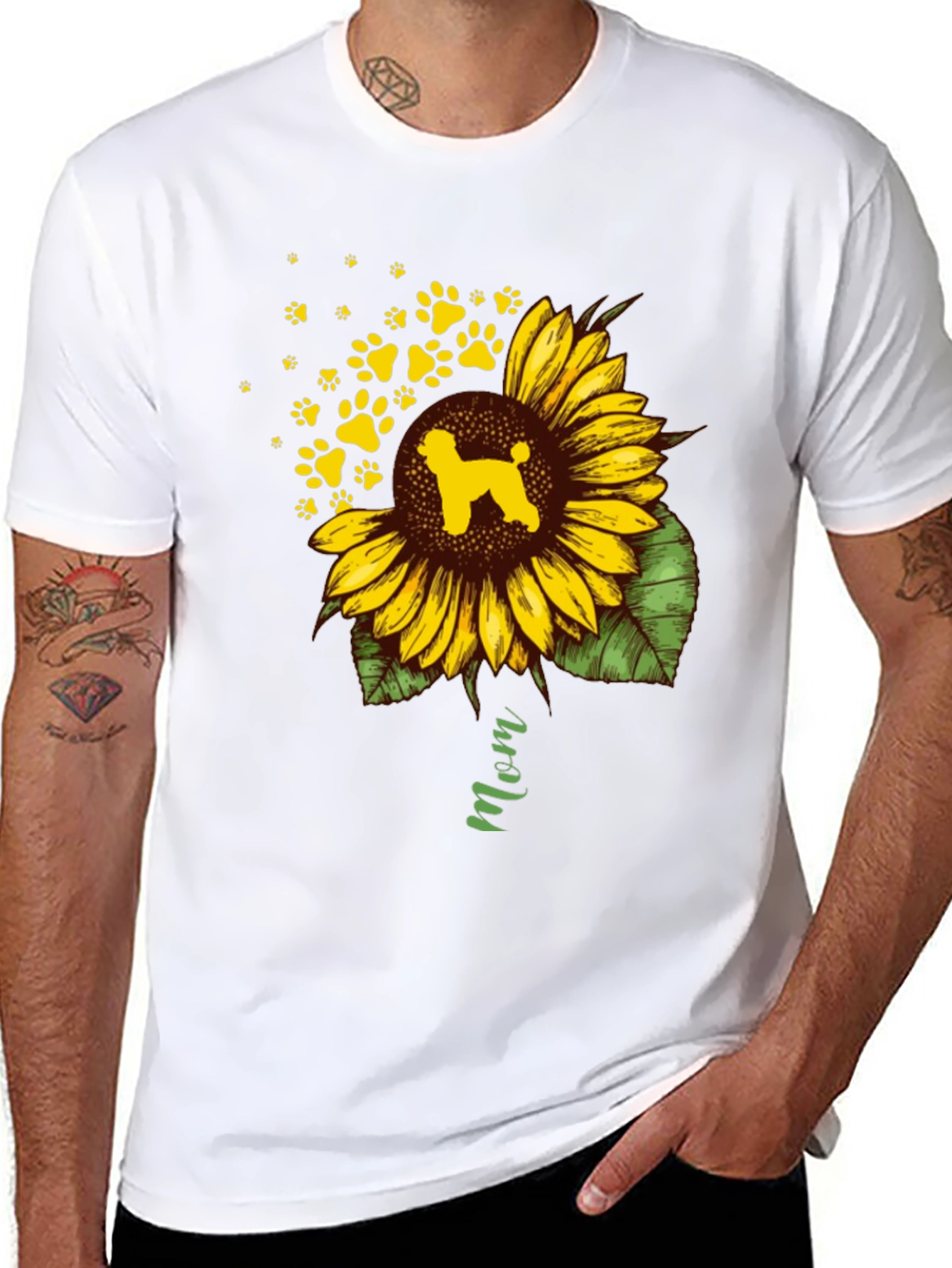 Sunflower Dog Mom T-Shirt - Black