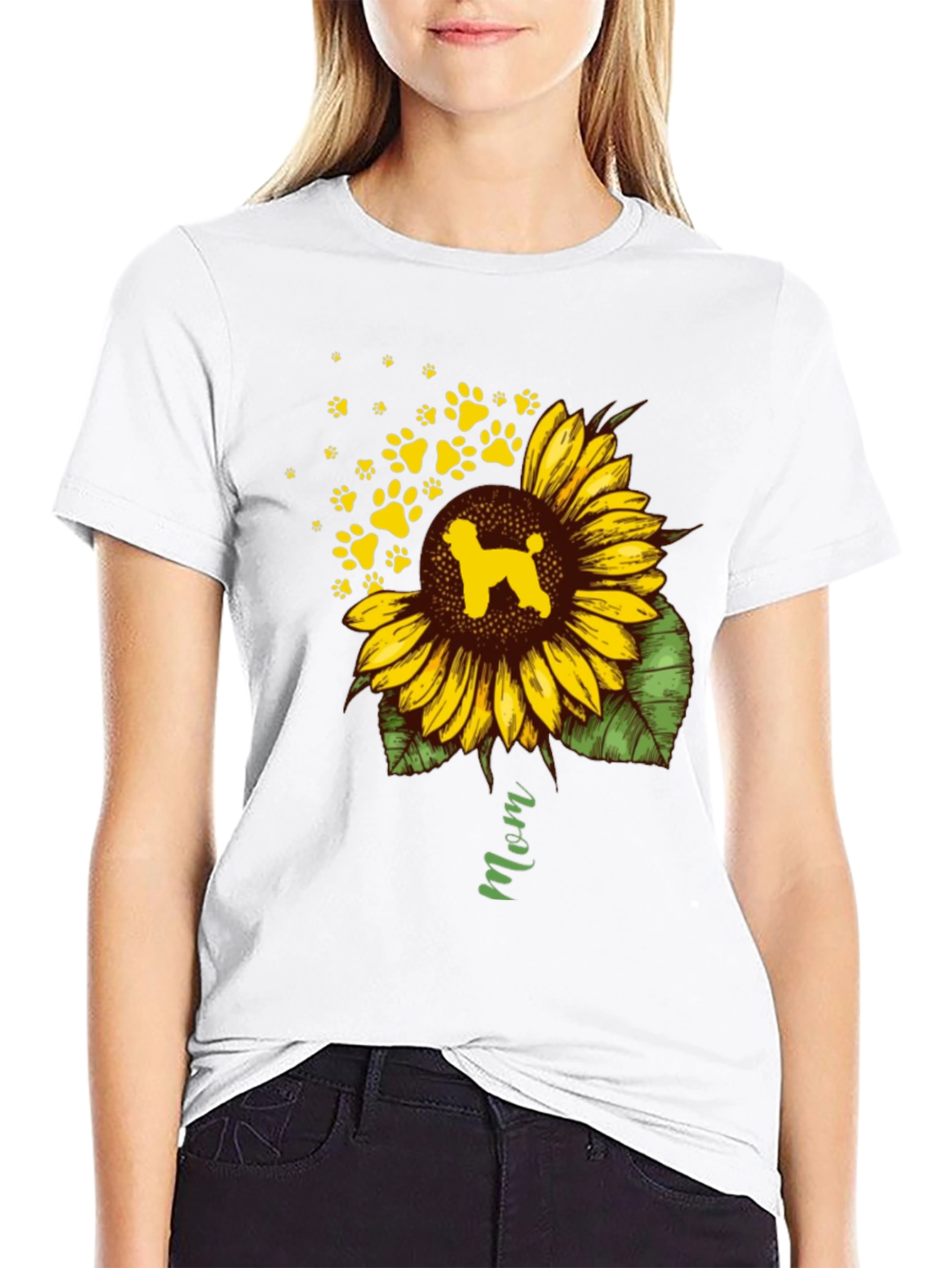 Sunflower Dog Mom T-Shirt - Black