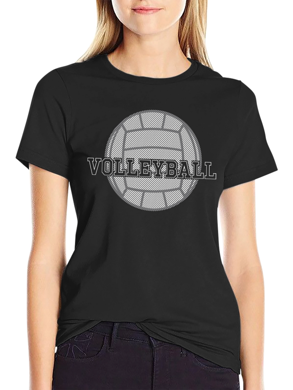 Volleyball Graphic T-Shirt - Black Cotton Tee