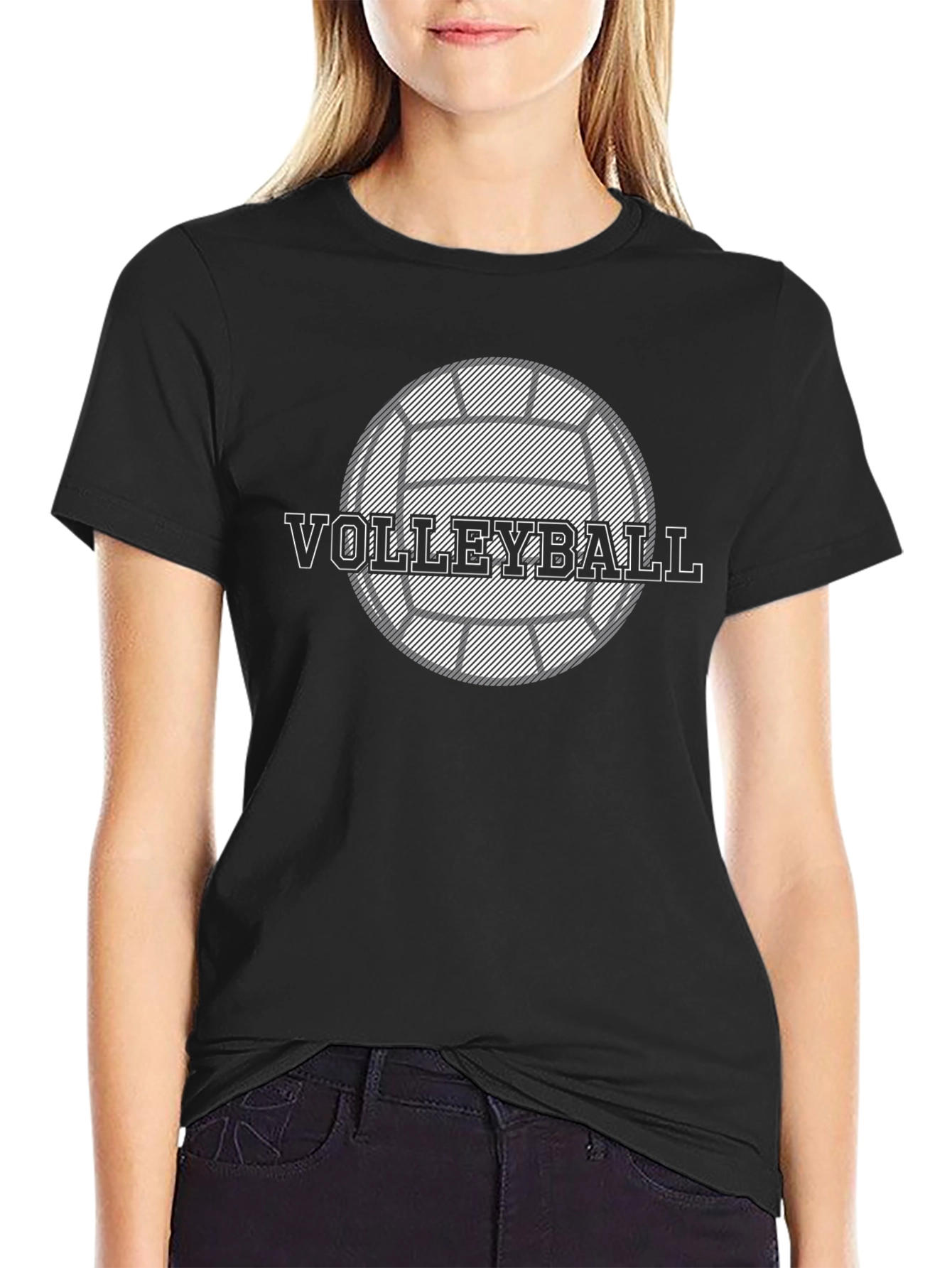 Volleyball Graphic T-Shirt - Black Cotton Tee