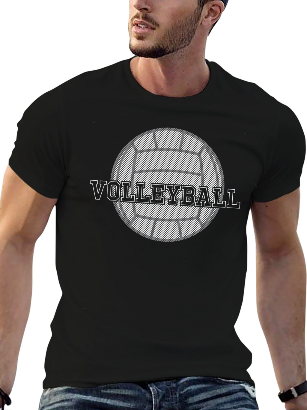 Volleyball Graphic T-Shirt - Black Cotton Tee