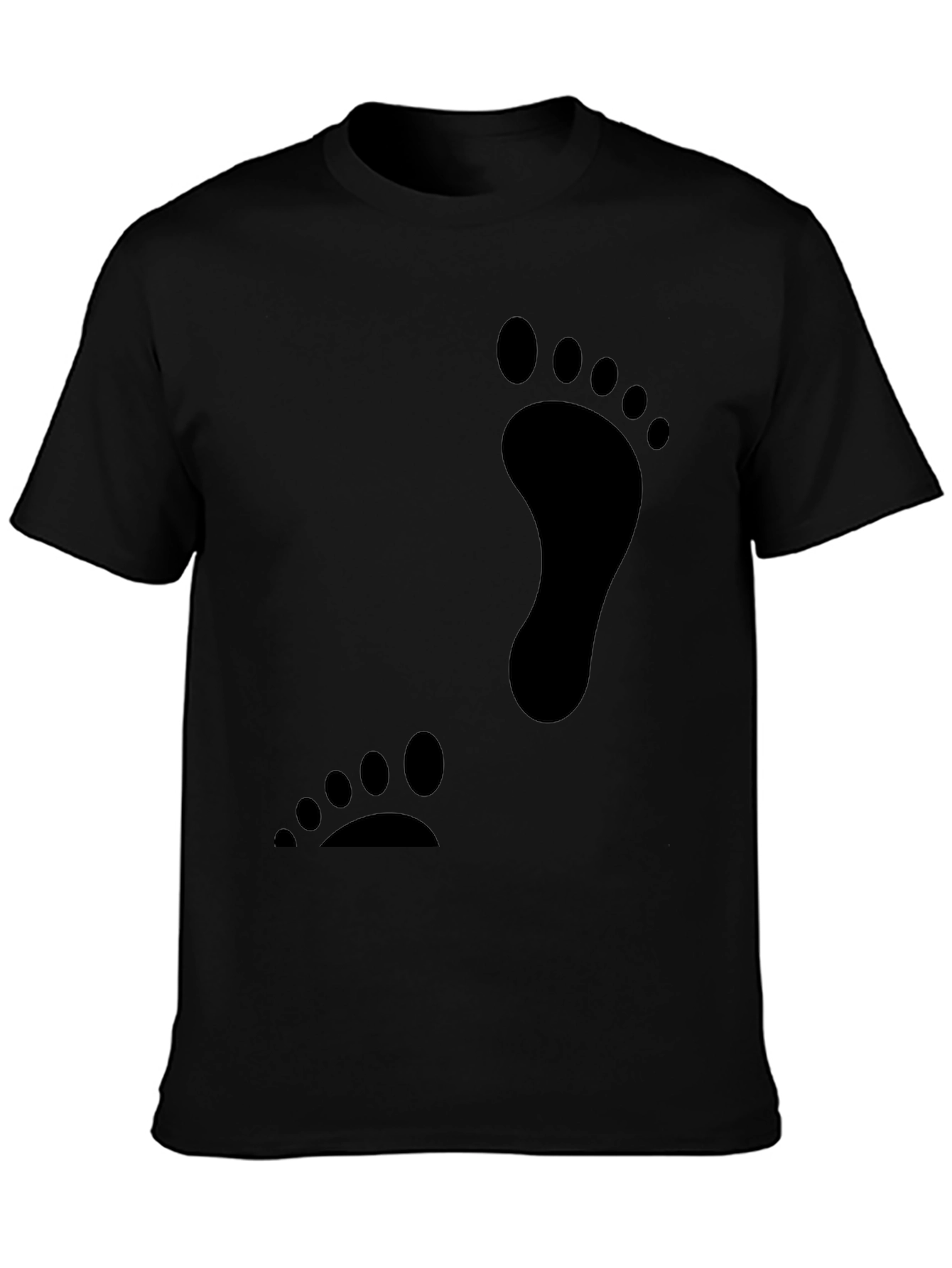 Black Footprint Graphic T-Shirt Casual Tee
