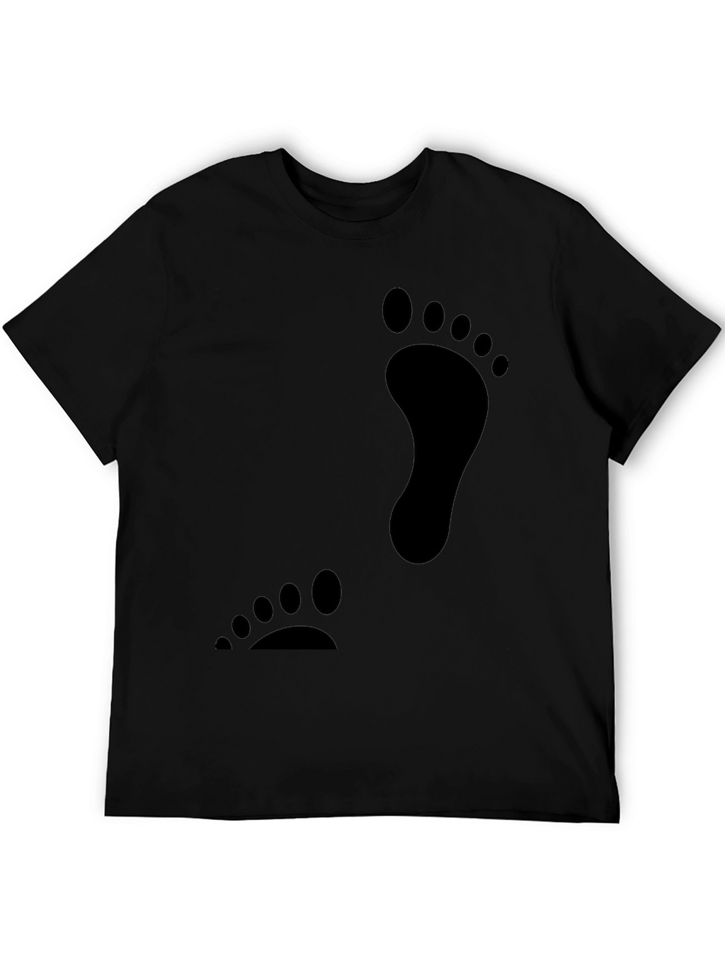 Black Footprint Graphic T-Shirt Casual Tee