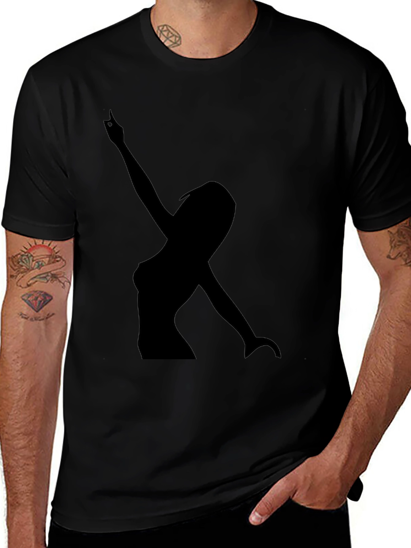Silhouette Graphic T-Shirt - Black Crew Neck Tee