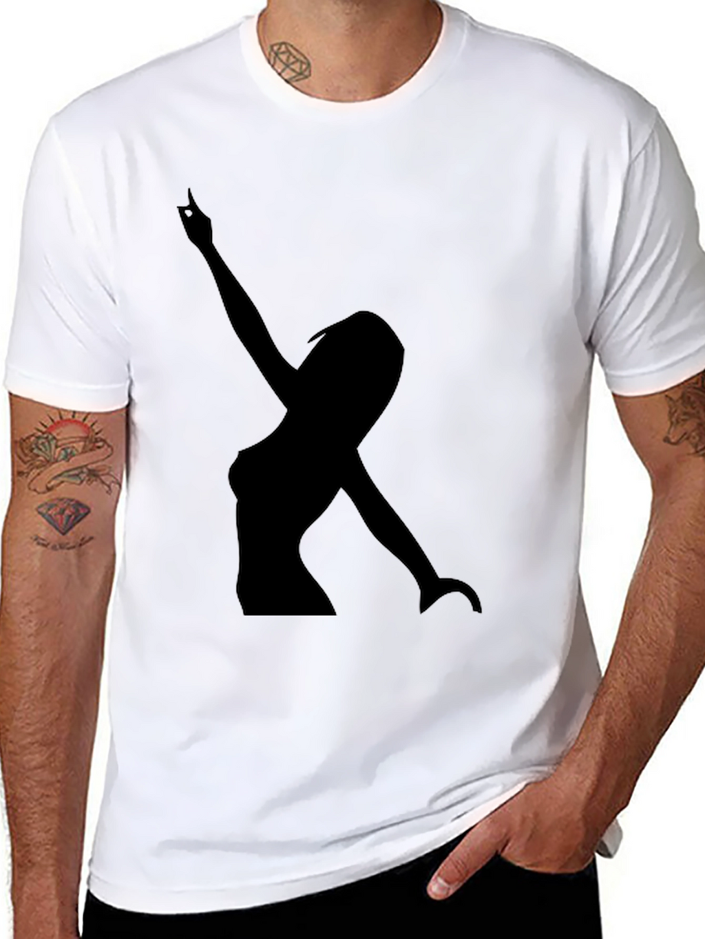 Silhouette Graphic T-Shirt - Black Crew Neck Tee