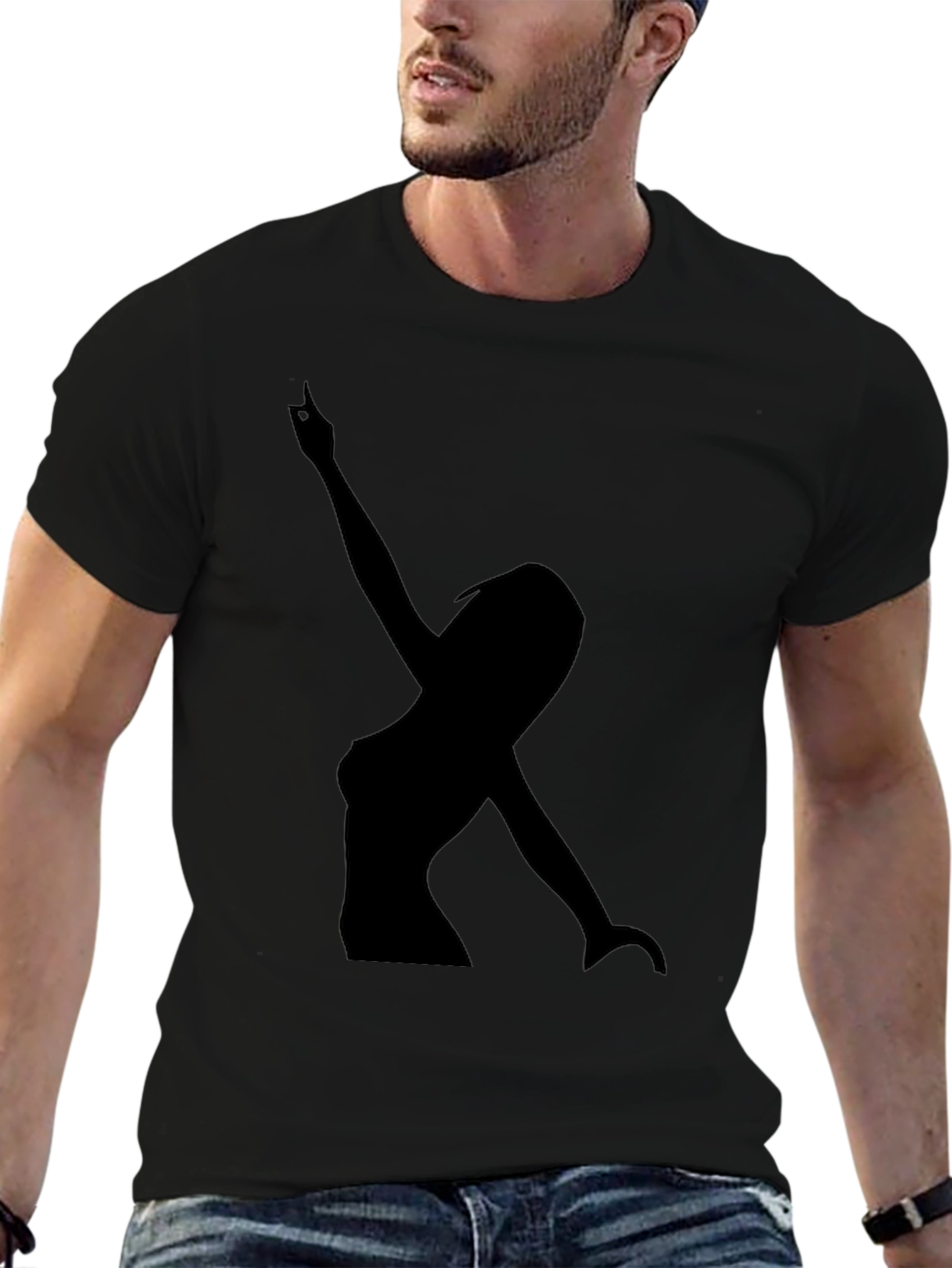 Silhouette Graphic T-Shirt - Black Crew Neck Tee