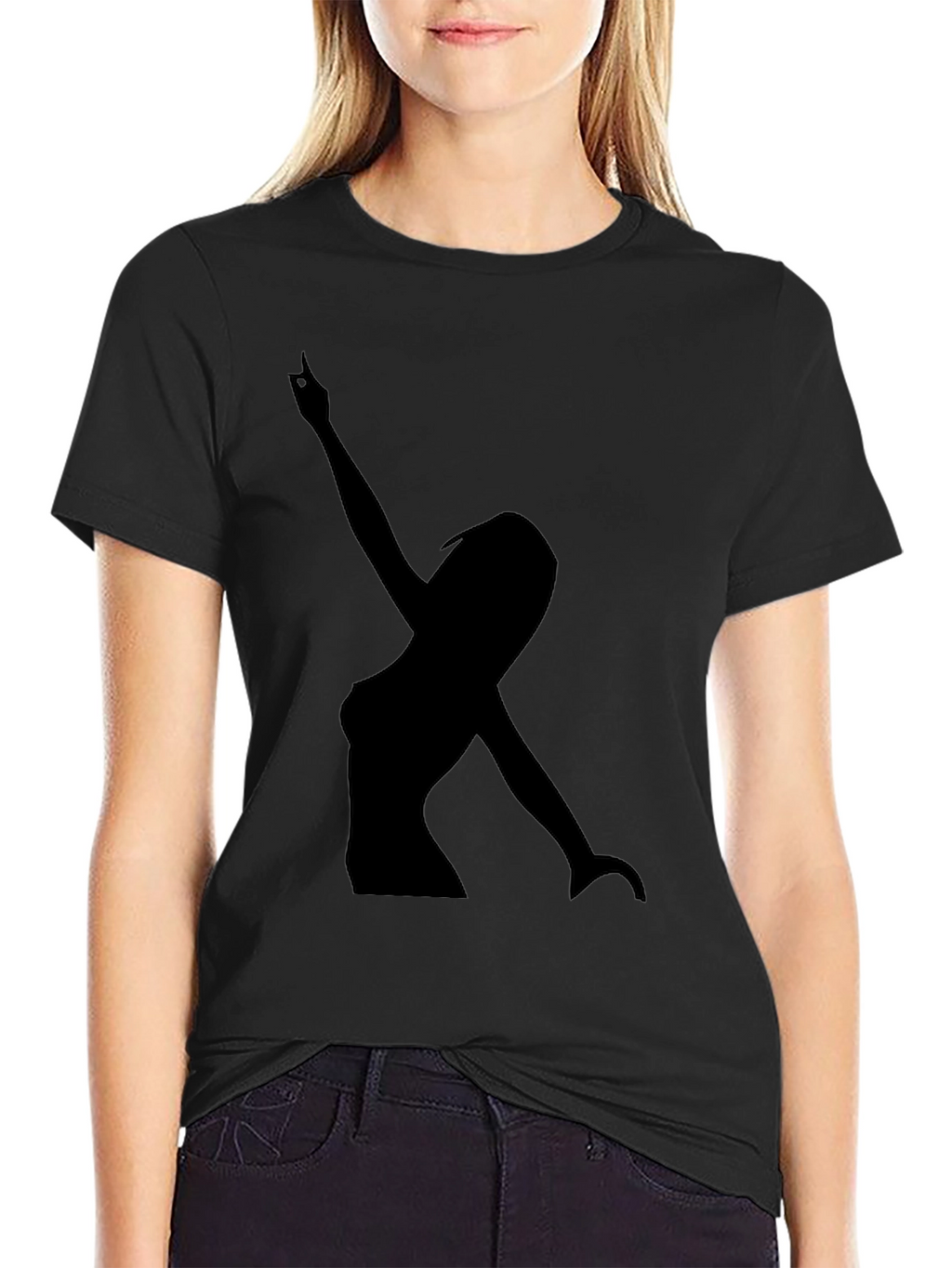 Silhouette Graphic T-Shirt - Black Crew Neck Tee