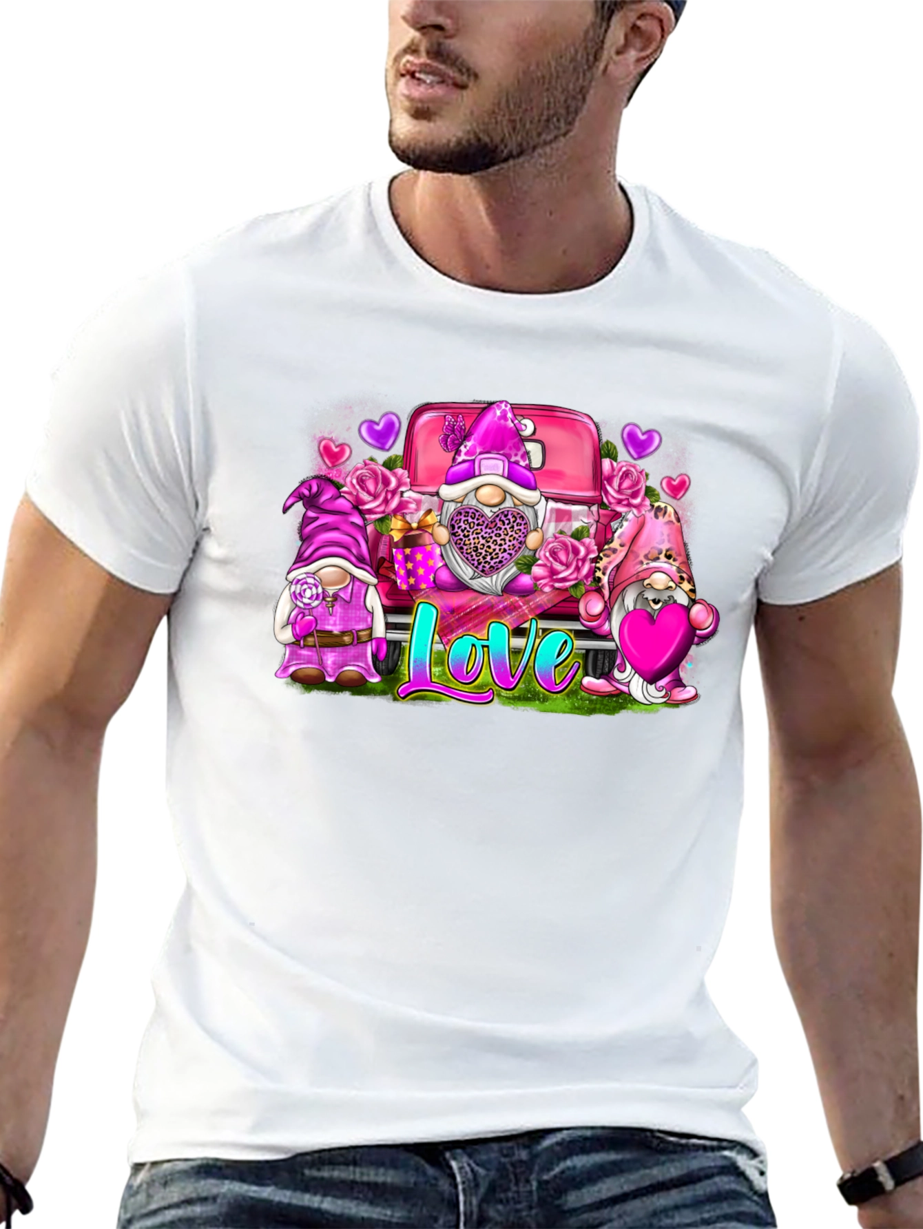 Valentine Gnomes Truck Graphic T-Shirt