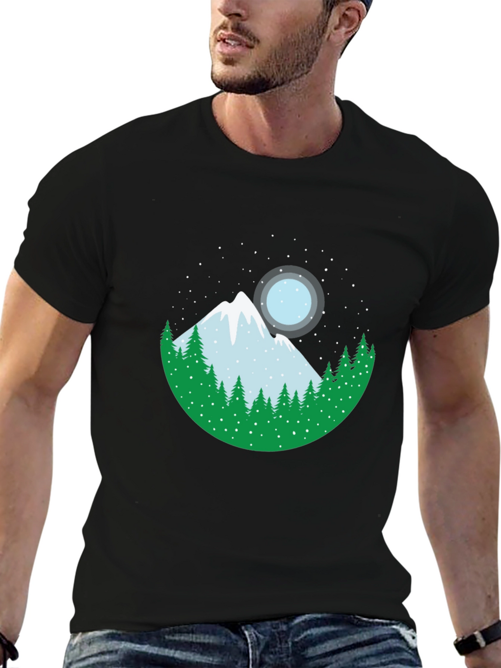 Mountain & Moon Graphic Tee - Black