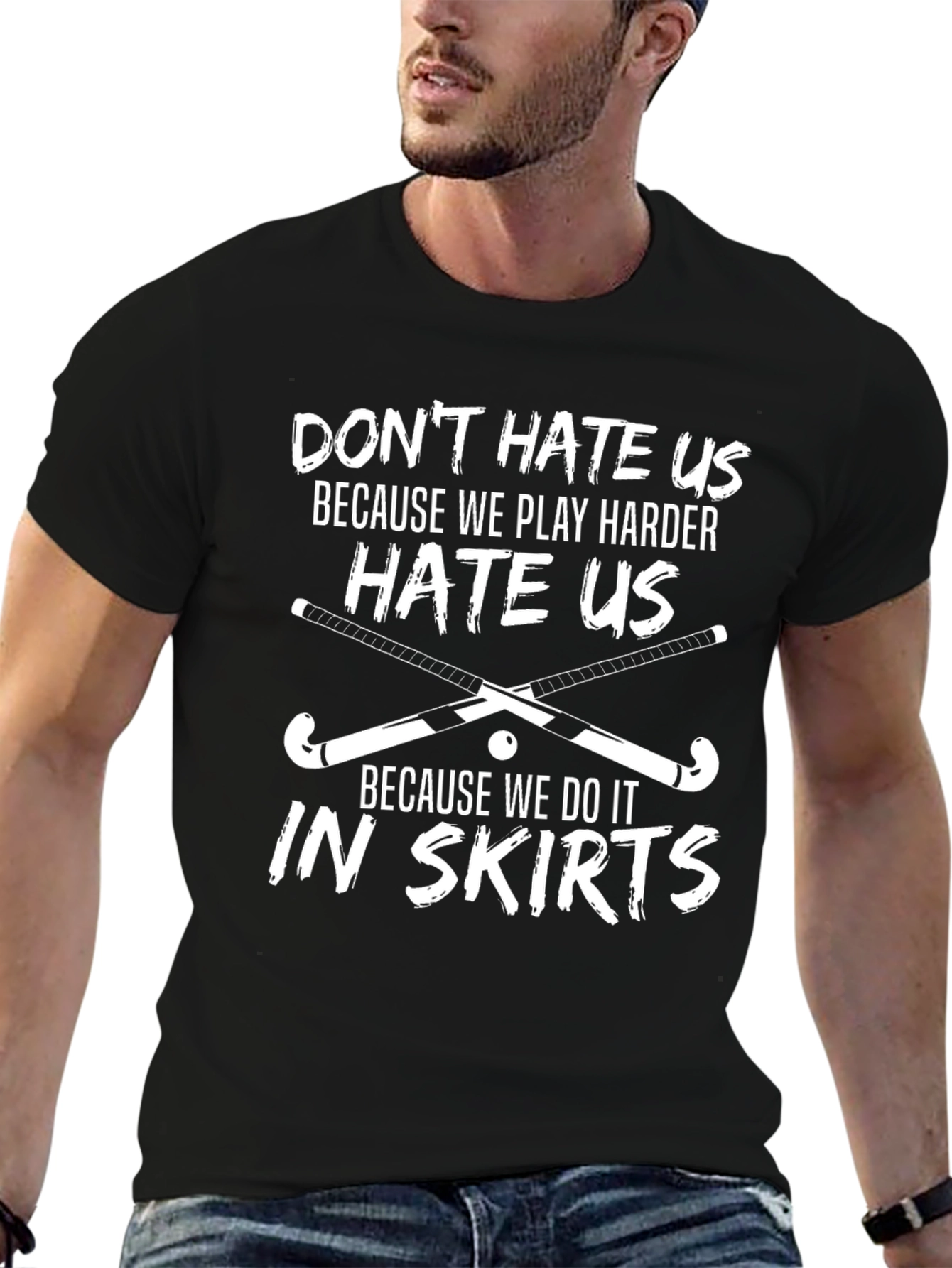 Humorous Field Hockey T-Shirt: In Skirts