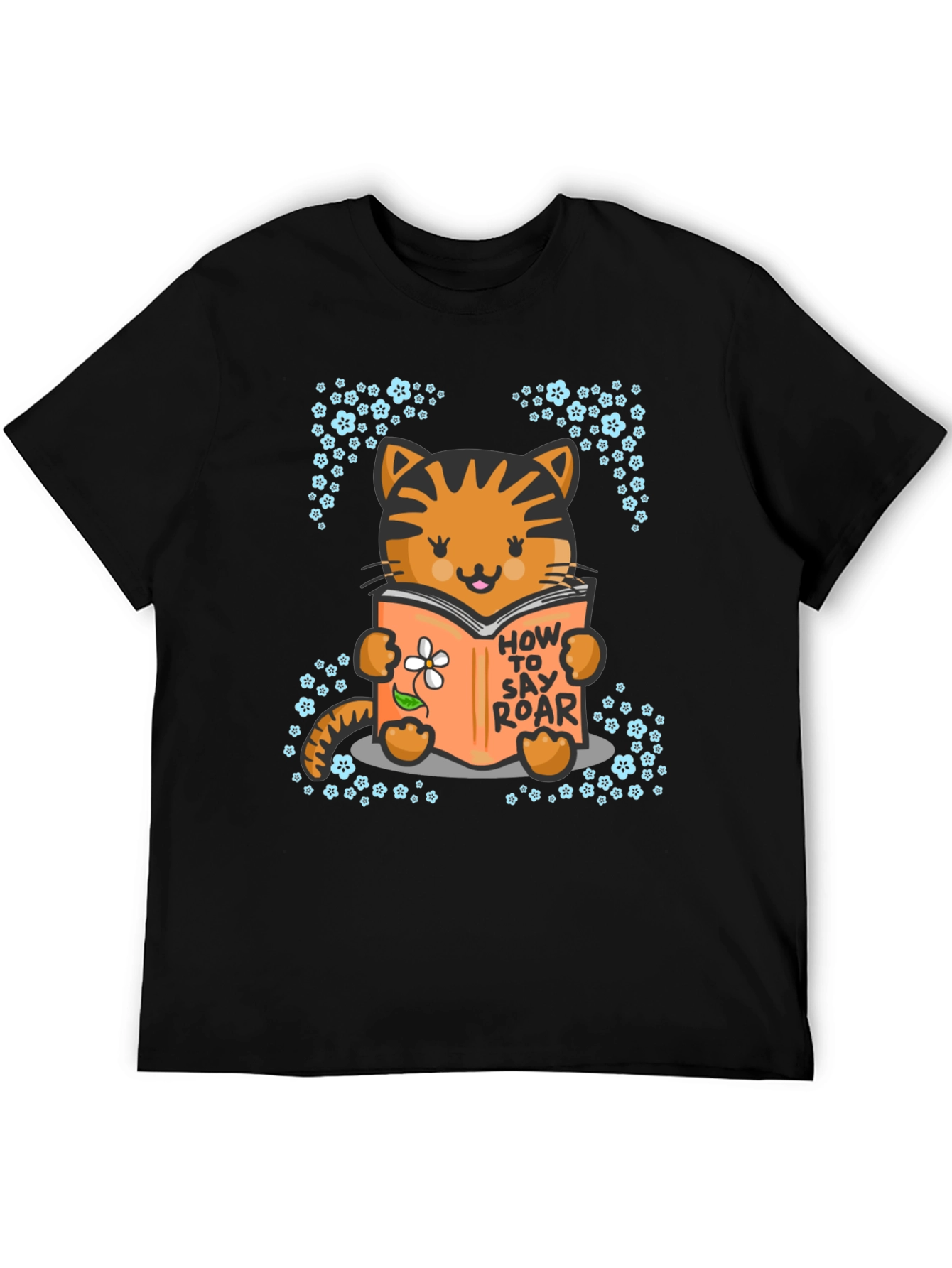 Cute Cat Reading T-Shirt - How To Say Roar
