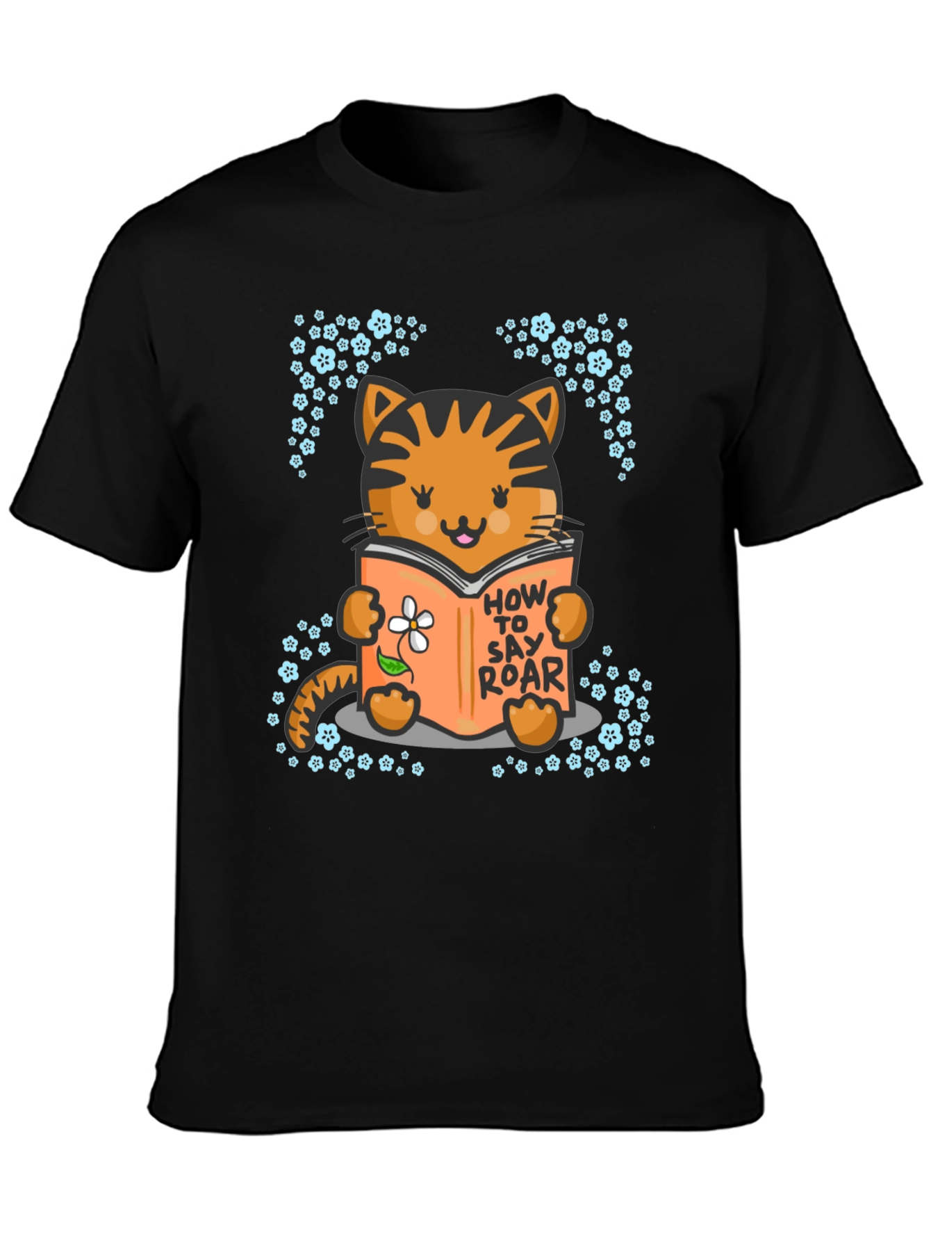 Cute Cat Reading T-Shirt - How To Say Roar