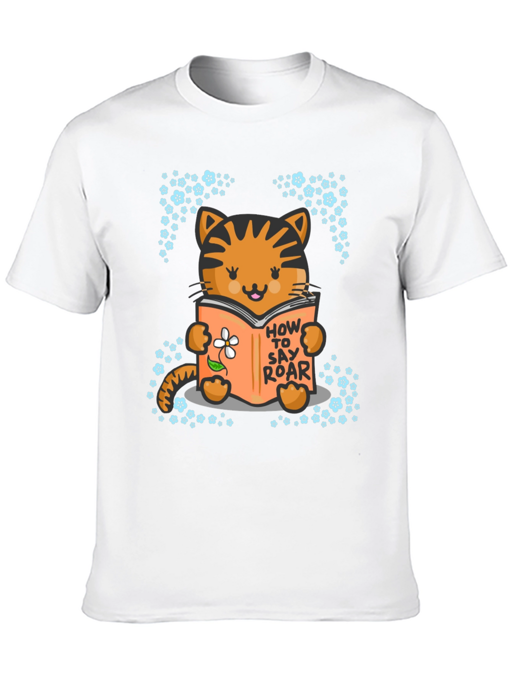 Cute Cat Reading T-Shirt - How To Say Roar