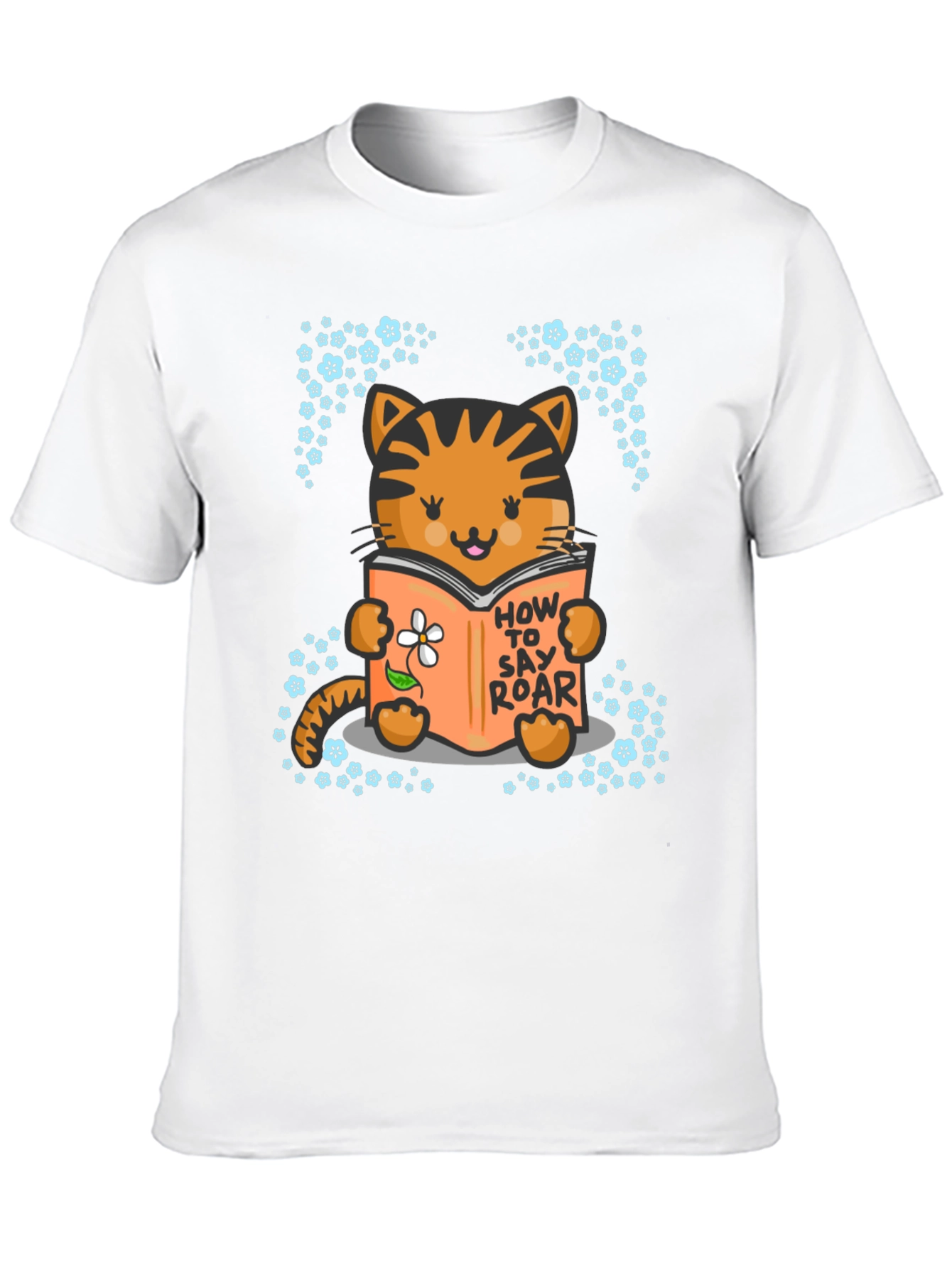 Cute Cat Reading T-Shirt - How To Say Roar