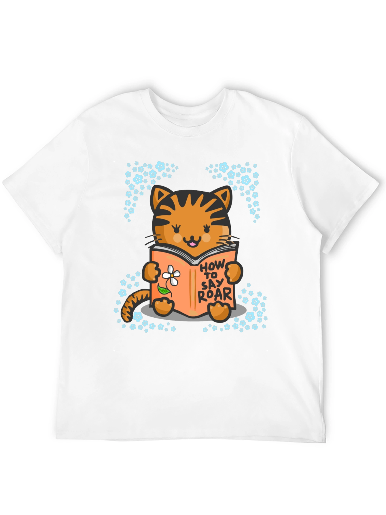Cute Cat Reading T-Shirt - How To Say Roar