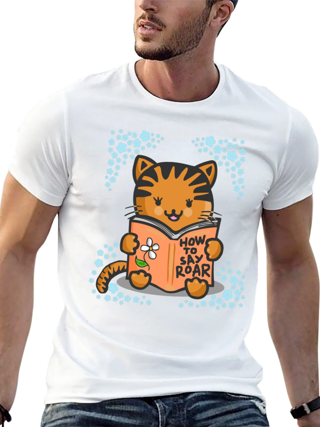 Cute Cat Reading T-Shirt - How To Say Roar