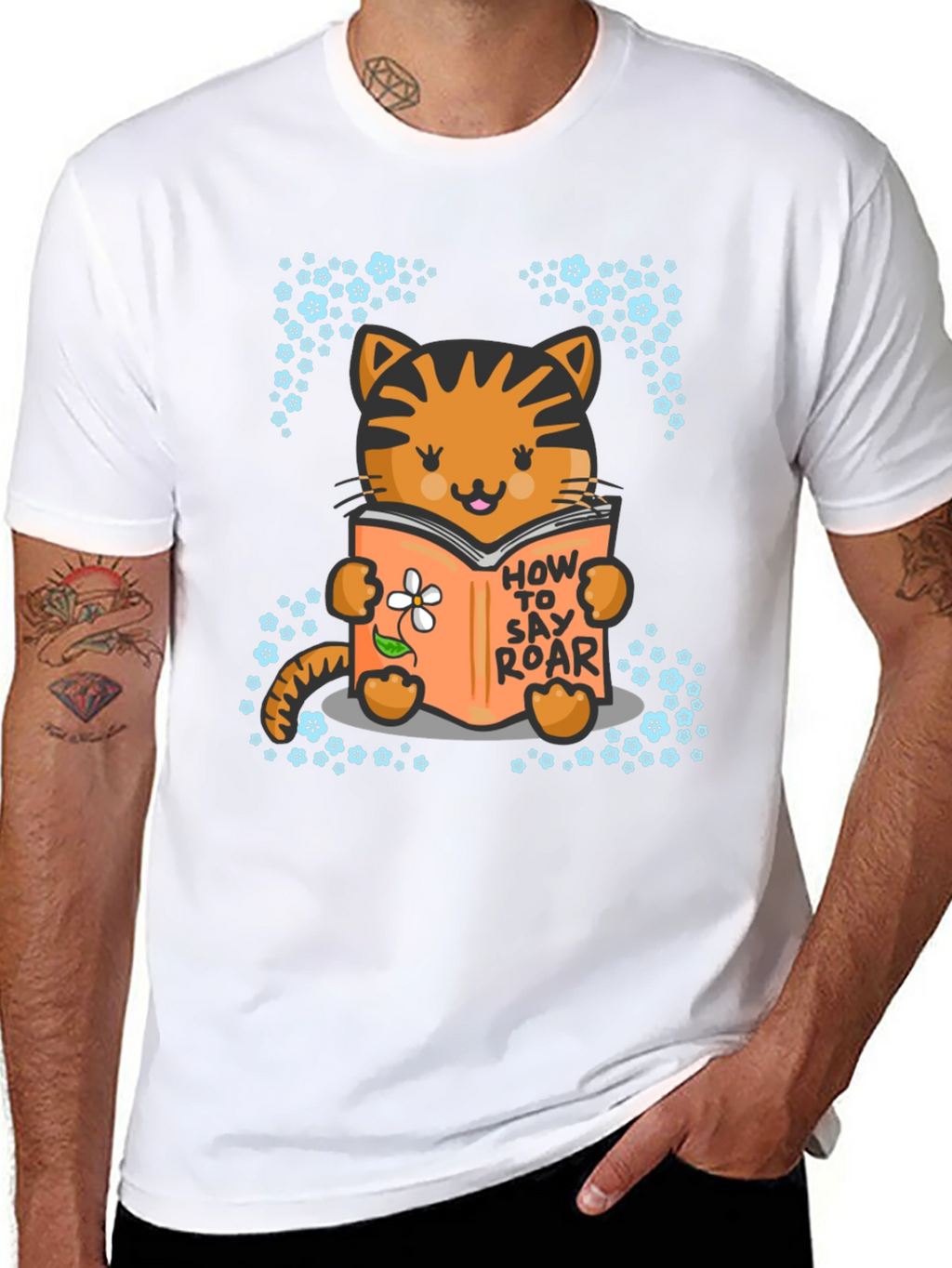 Cute Cat Reading T-Shirt - How To Say Roar