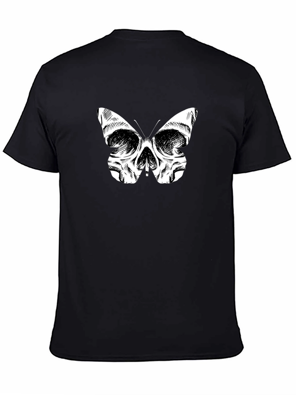 Skull Butterfly Graphic Tee - Mens Black T-Shirt