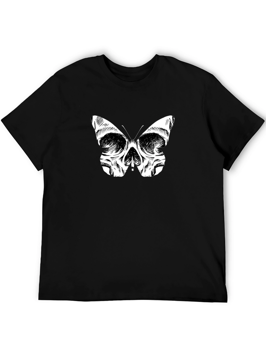 Skull Butterfly Graphic Tee - Mens Black T-Shirt