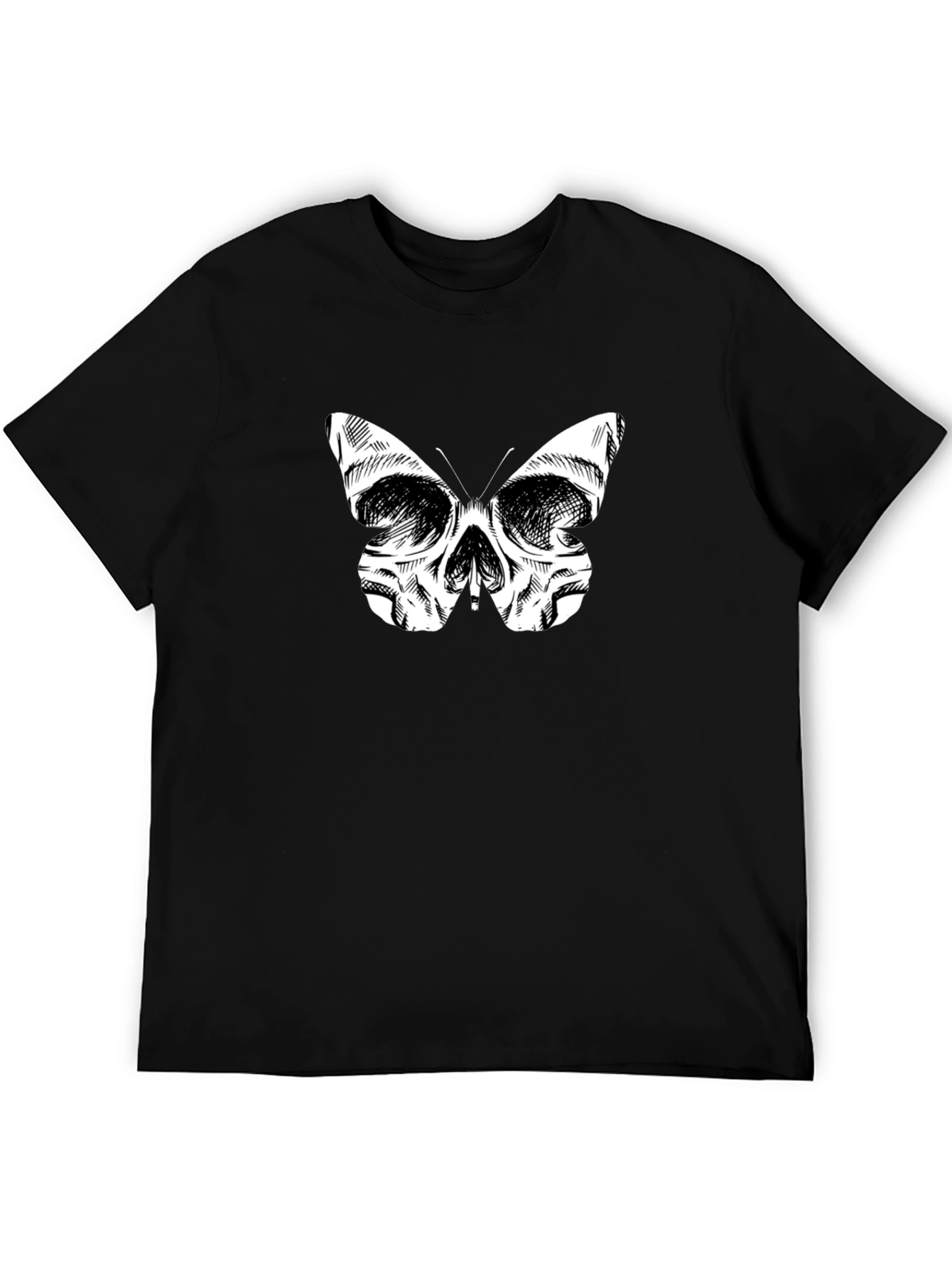 Skull Butterfly Graphic Tee - Mens Black T-Shirt