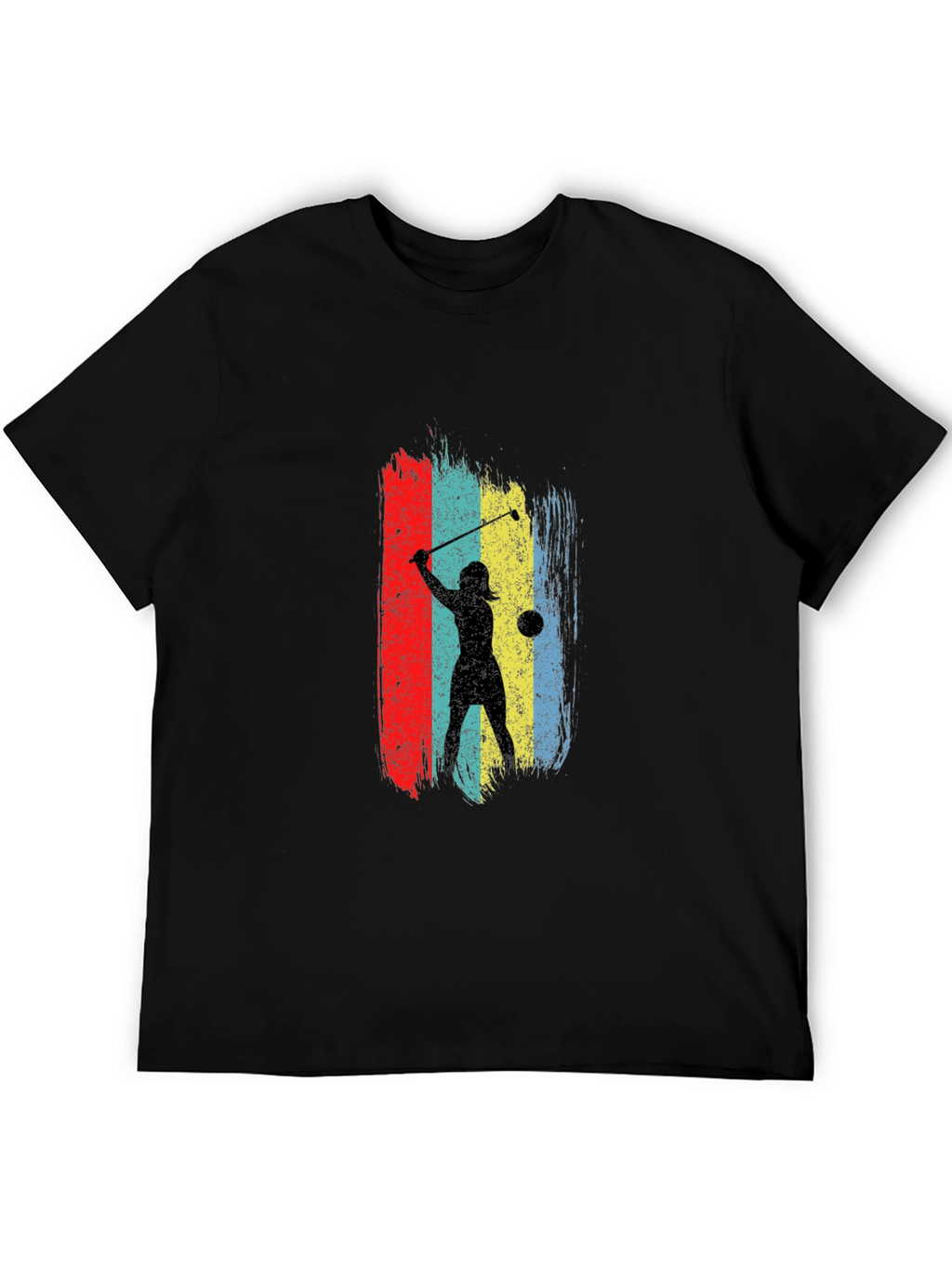 Retro Golfer Silhouette Graphic Tee - Black Cotton T-Shirt