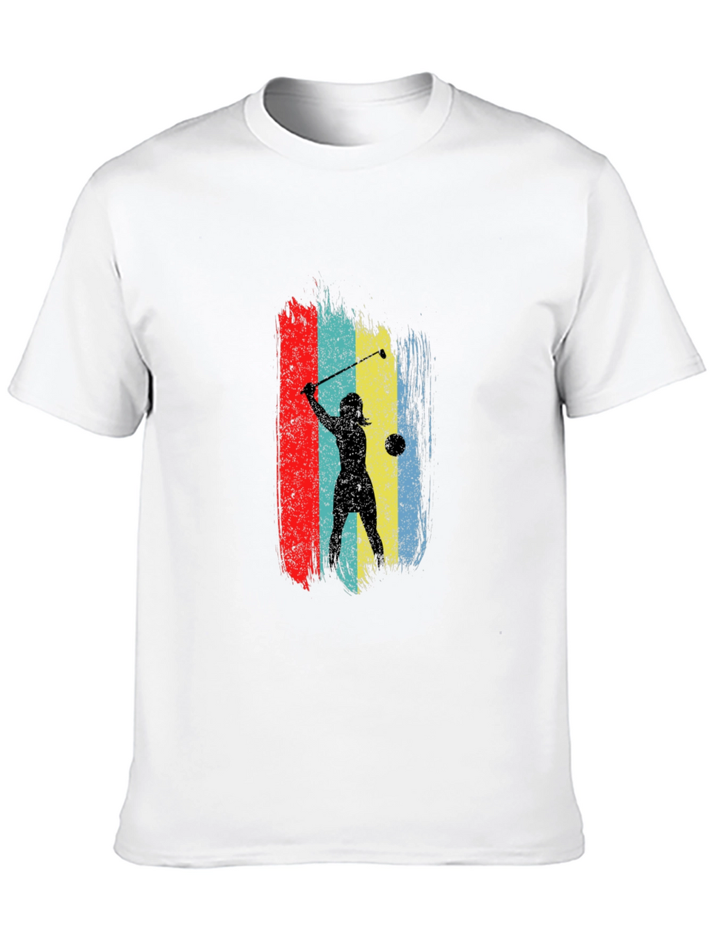 Retro Golfer Silhouette Graphic Tee - Black Cotton T-Shirt