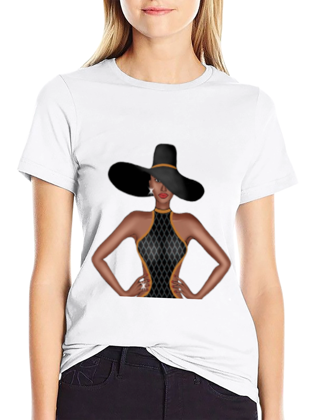 Elegant Woman Graphic Tee - Sophisticated Style