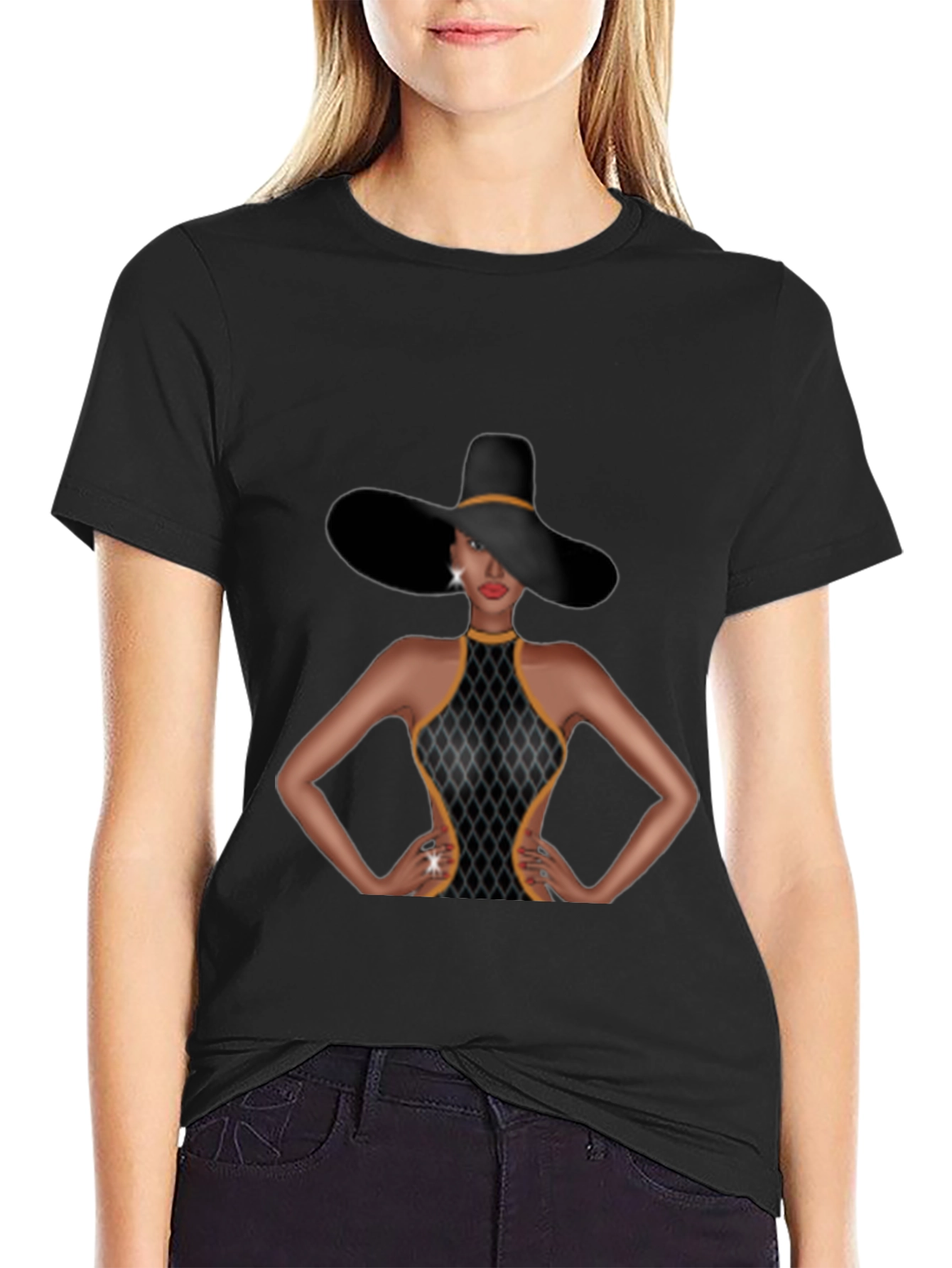 Elegant Woman Graphic Tee - Sophisticated Style
