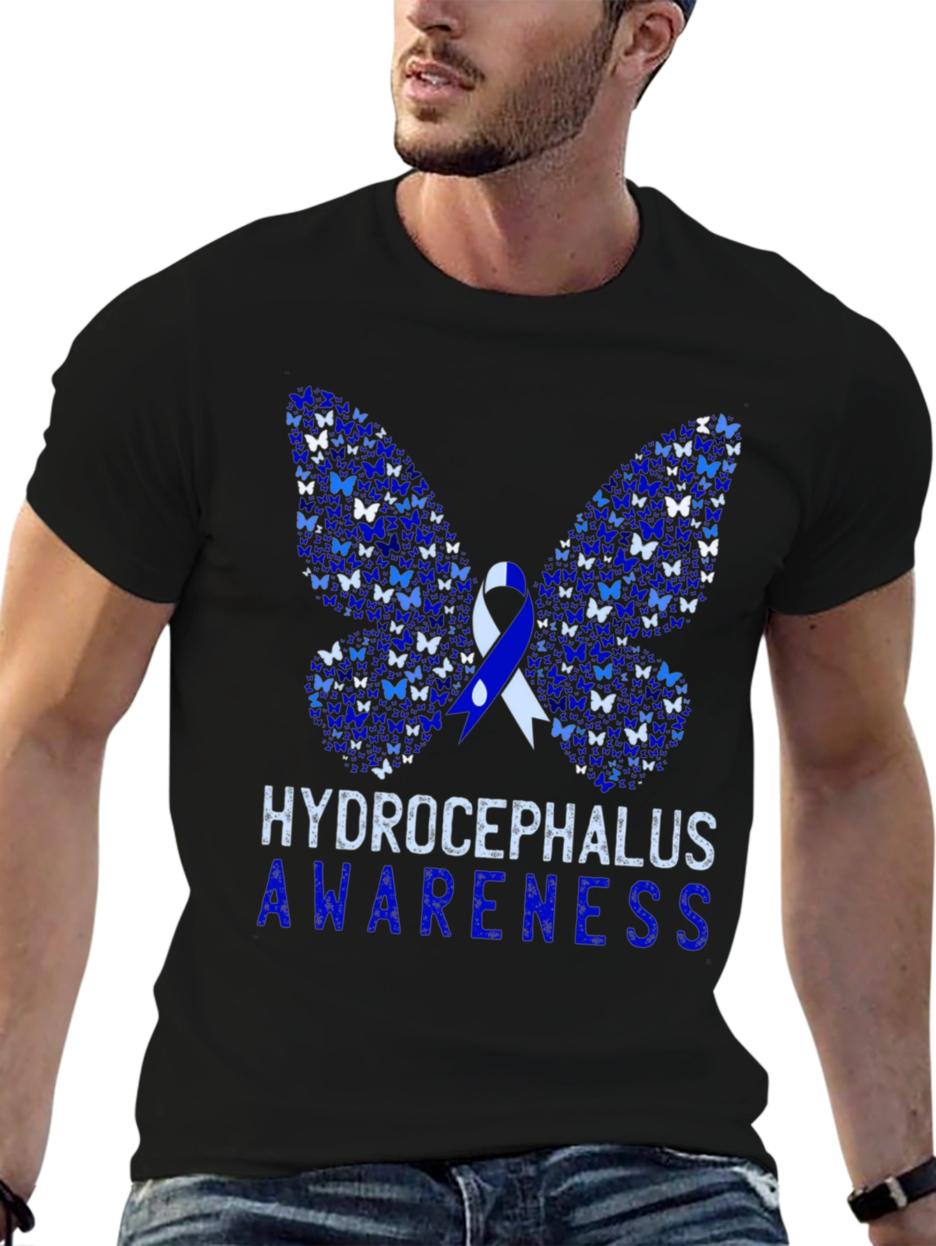 Hydrocephalus Awareness Butterfly Ribbon T-Shirt
